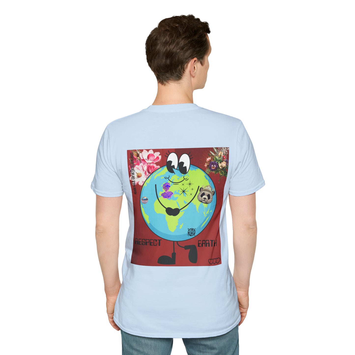 Respect Earth Y2K Style Trending logo back print Unisex Soft T-Shirt by ViralDestinations