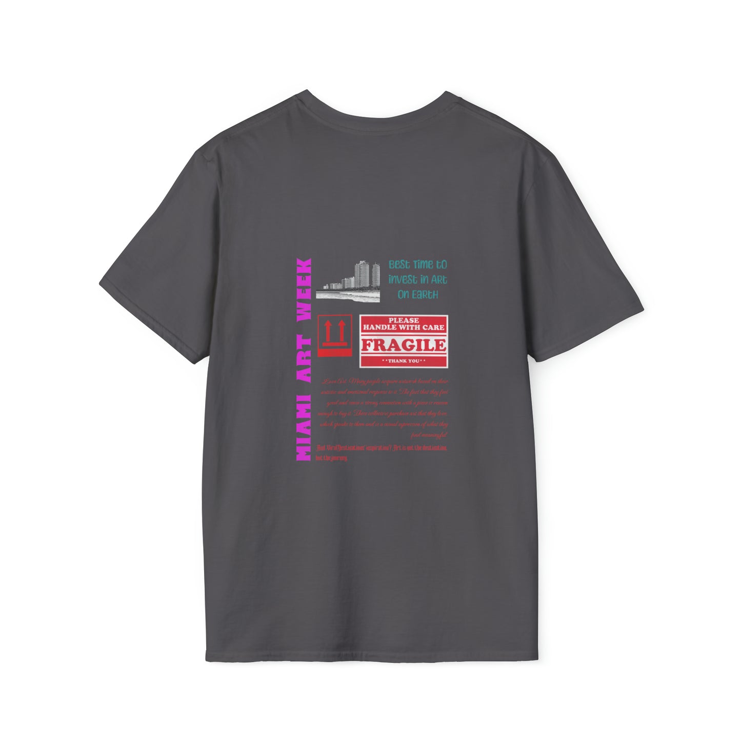 Miami Art Week Streetwear Style logo back print Unisex Soft T-Shirt by ViralDestinations