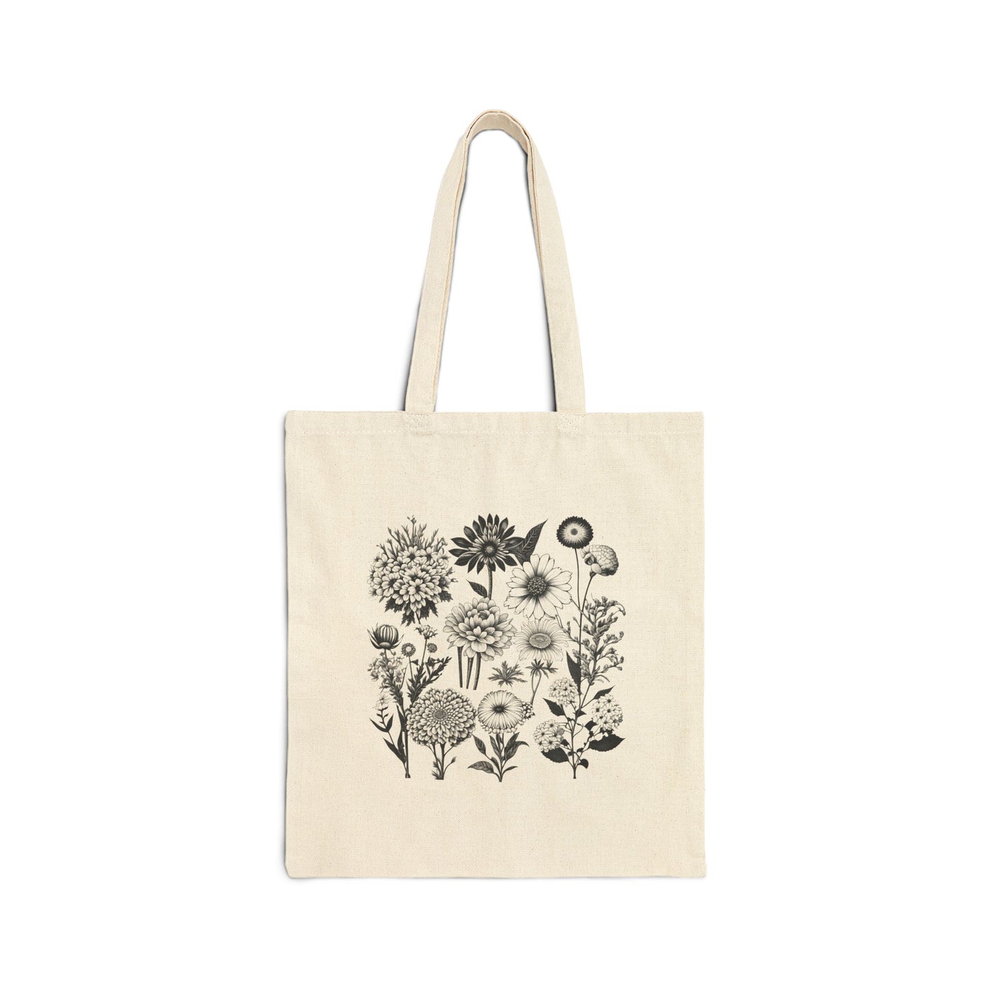 ViralDestinations Floral Print Cotton Canvas Tote Bag - Eco-Friendly Shopping & Everyday Use - Botanical Aesthetics
