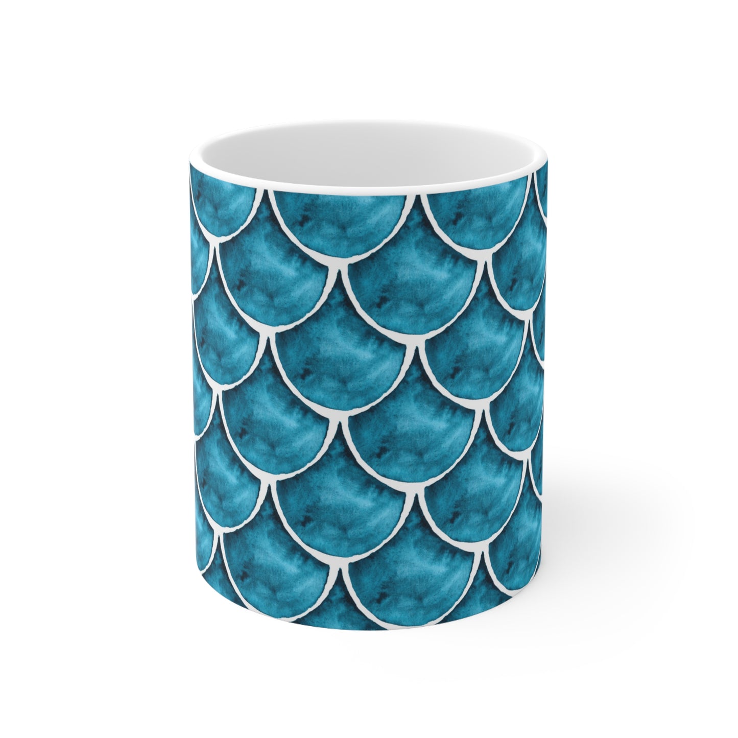 Fan shaped pattern Watercolor Ceramic Mug by ViralDestinations™ - Turquoise