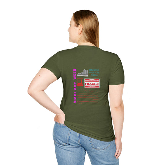 Miami Art Week Streetwear Style logo back print Unisex Soft T-Shirt by ViralDestinations
