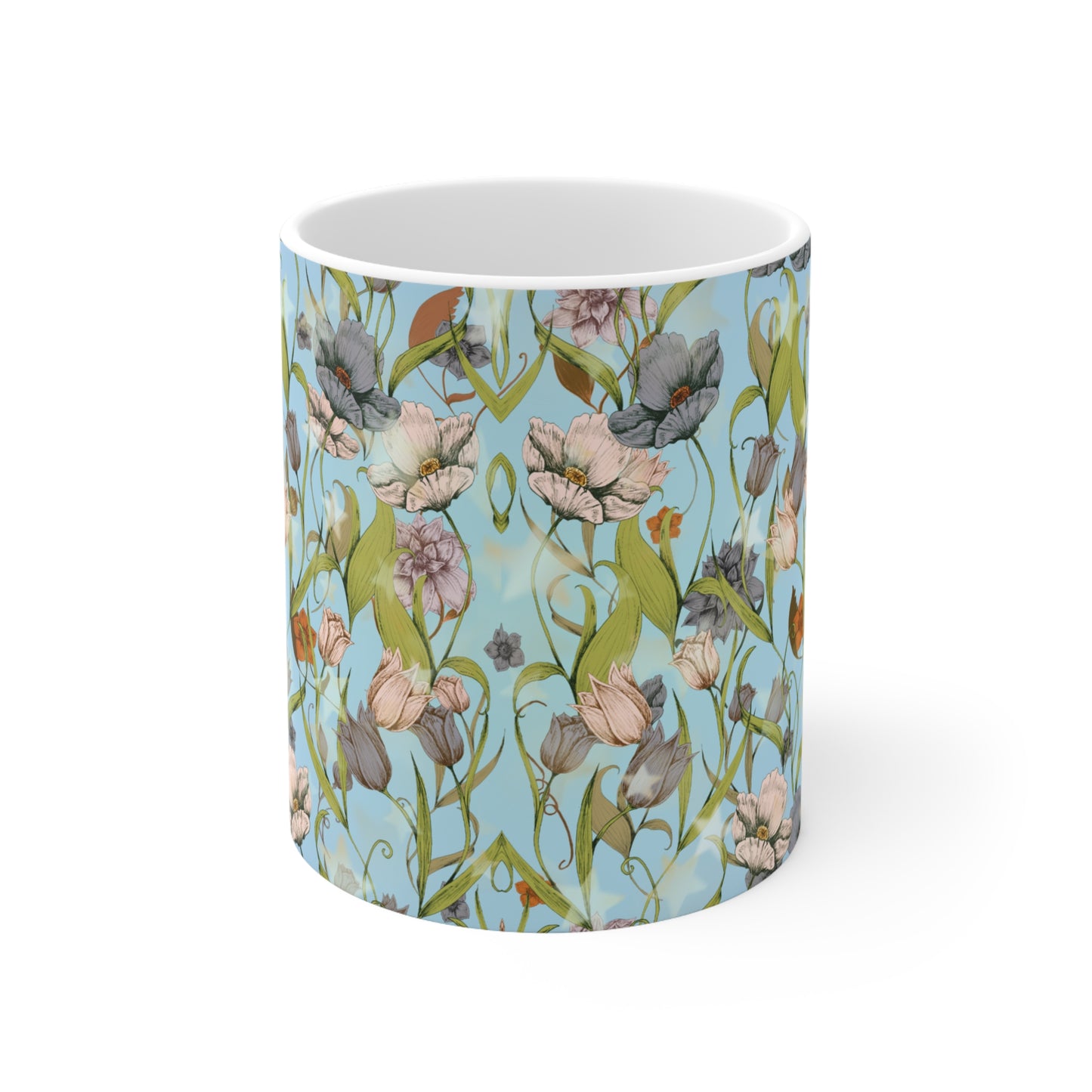 Floral Combo & Stars Ceramic Mug by ViralDestinations™