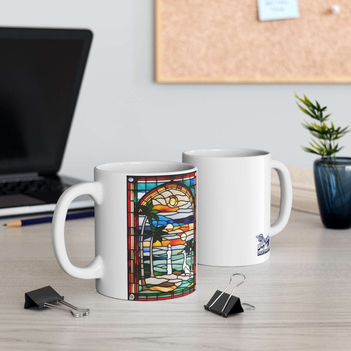 Christmas in Florida Tiffany's Studio Style Swan Ceramic Mug by ViralDestinations - Collectible Art at your hands