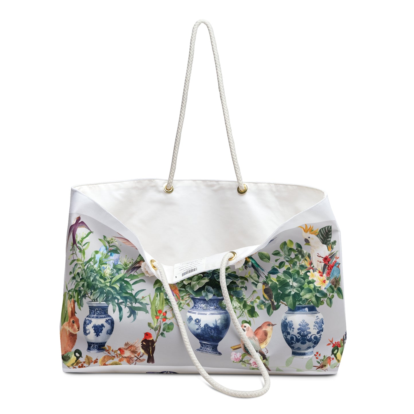 ViralDestinations™ Floral Antique Ceramics Birds Weekender Bag | Perfect for Travel and Beach Days - Botanical Aesthetics