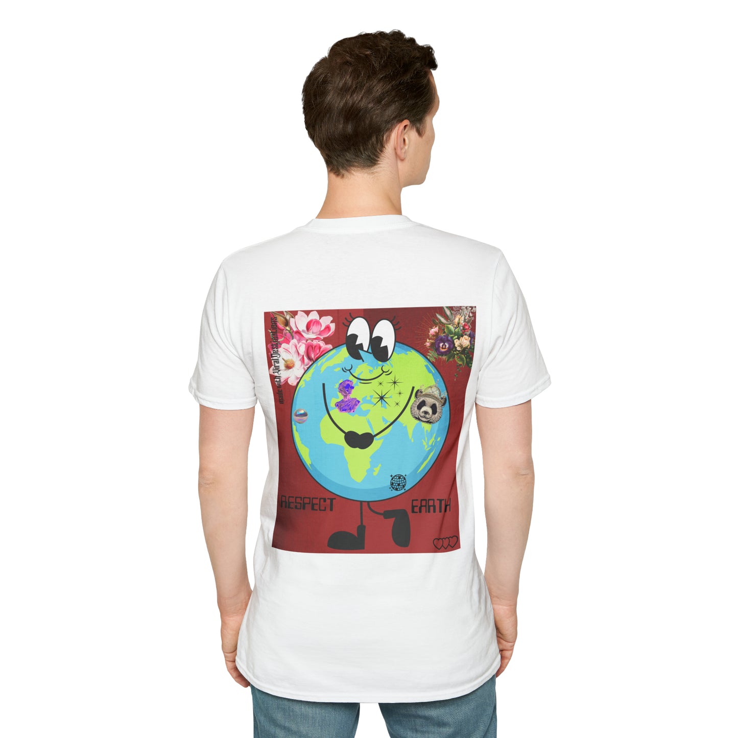 Respect Earth Y2K Style Trending logo back print Unisex Soft T-Shirt by ViralDestinations