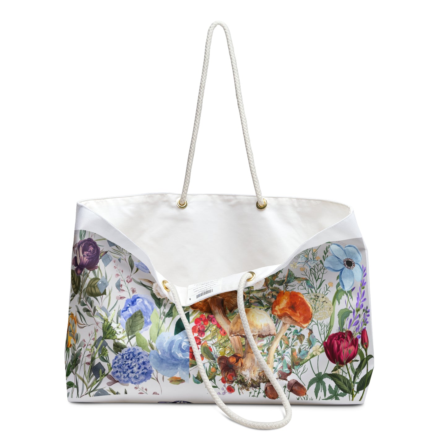 ViralDestinations™ Floral Spring Mushrooms Weekender Bag | Perfect for Travel and Beach Days - Botanical Aesthetics