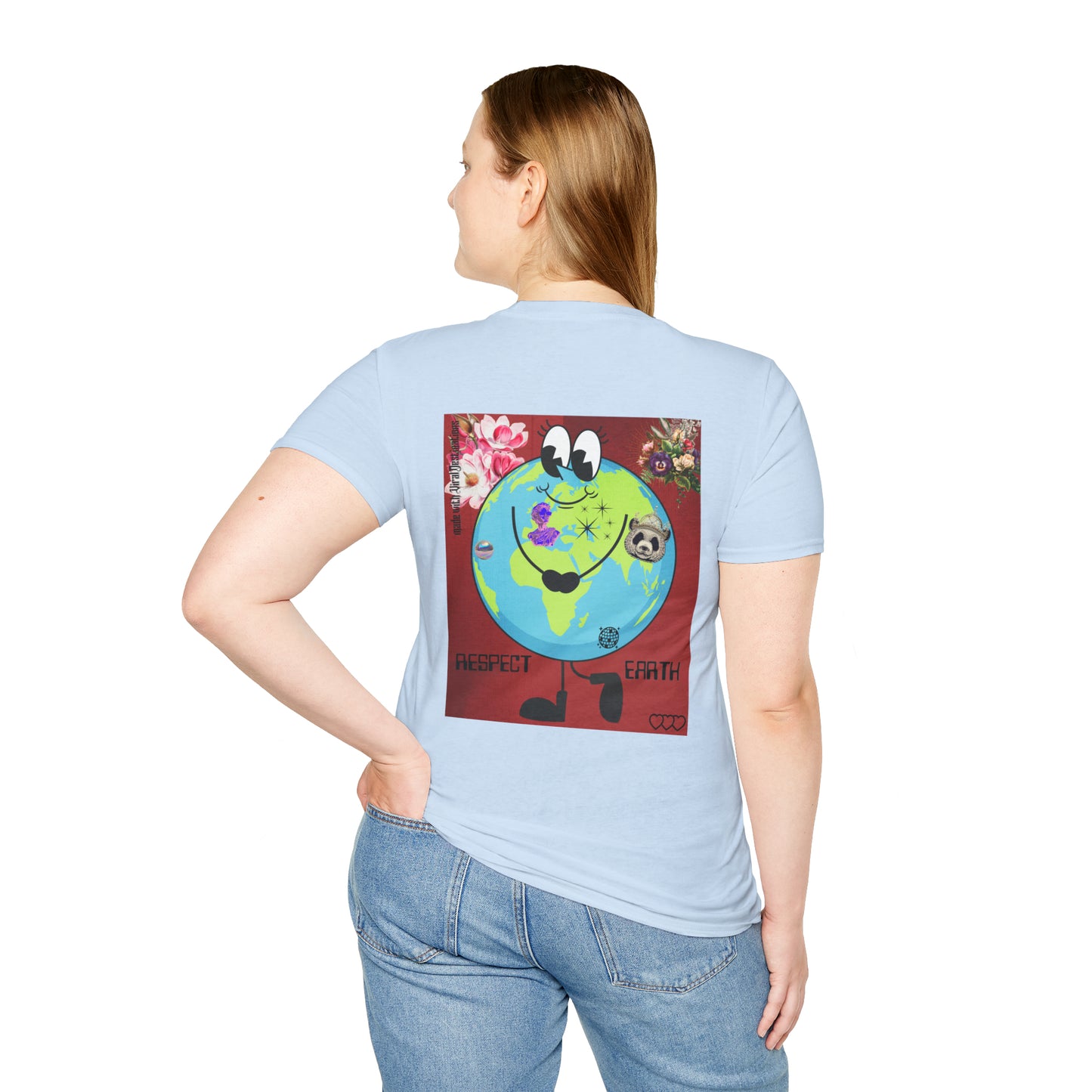 Respect Earth Y2K Style Trending logo back print Unisex Soft T-Shirt by ViralDestinations