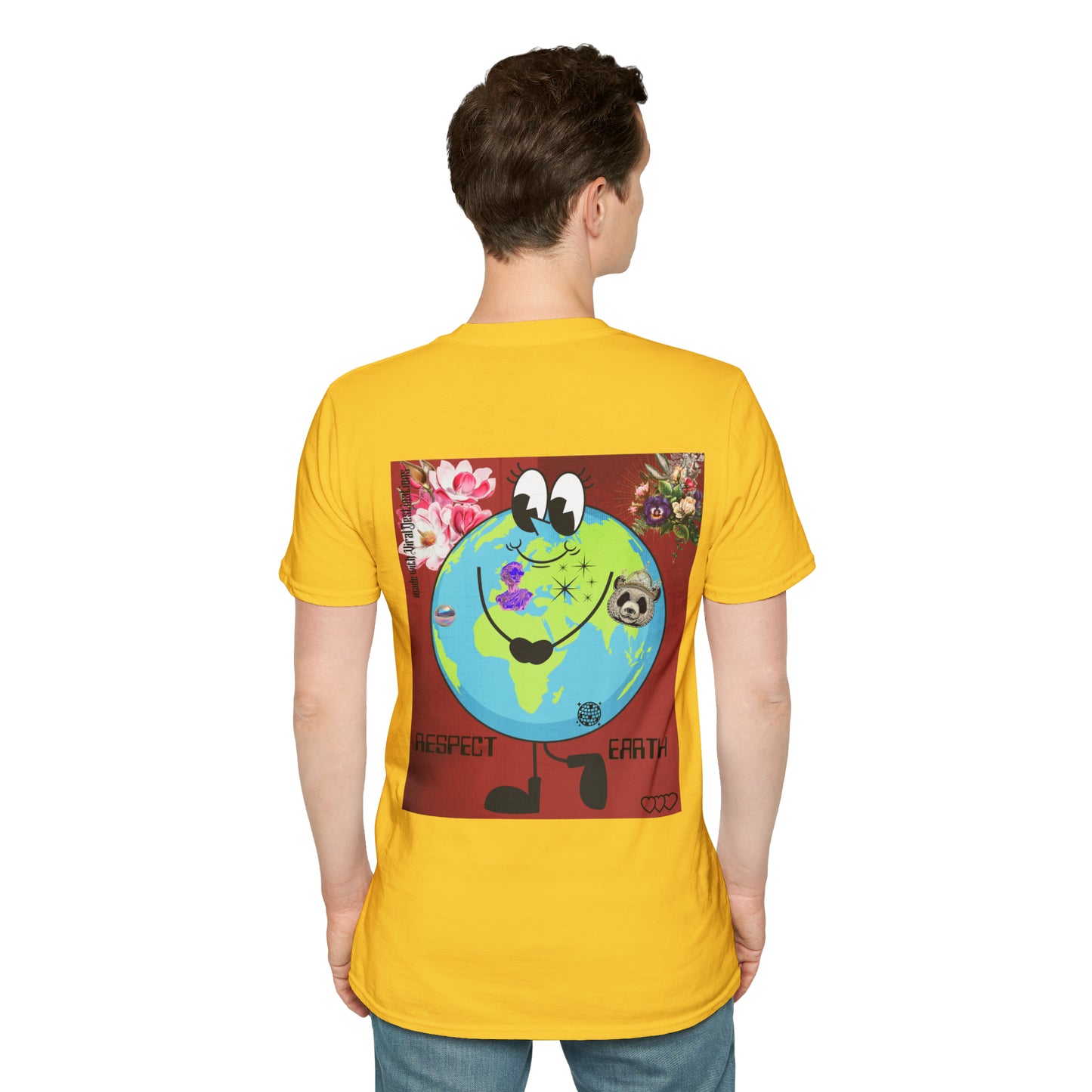 Respect Earth Y2K Style Trending logo back print Unisex Soft T-Shirt by ViralDestinations
