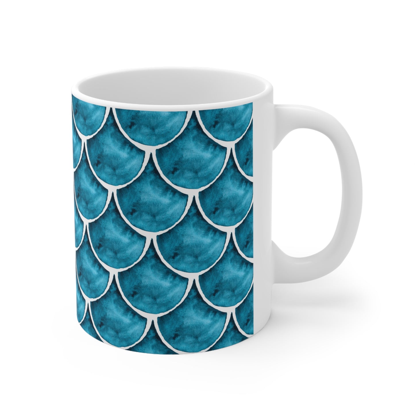 Fan shaped pattern Watercolor Ceramic Mug by ViralDestinations™ - Turquoise
