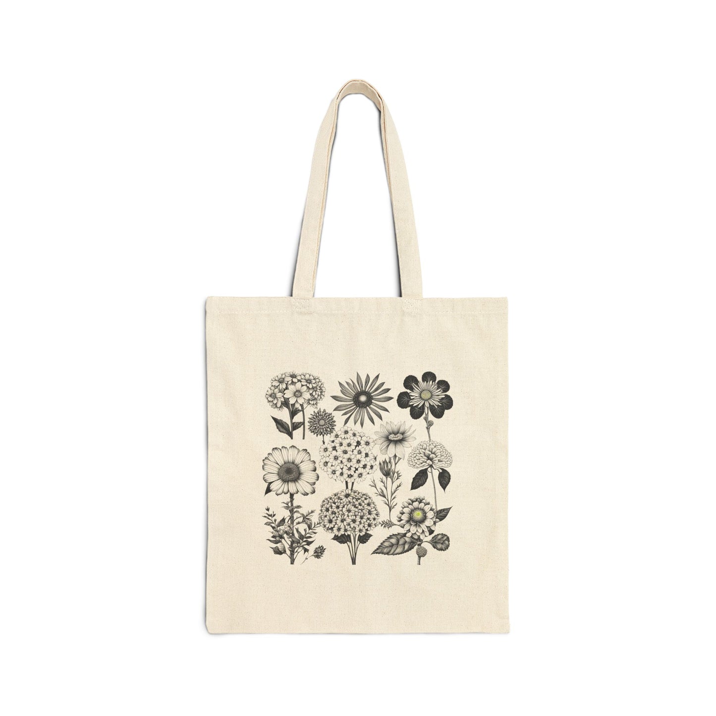 ViralDestinations Floral Print Cotton Canvas Tote Bag - Eco-Friendly Shopping & Everyday Use - Botanical Aesthetics