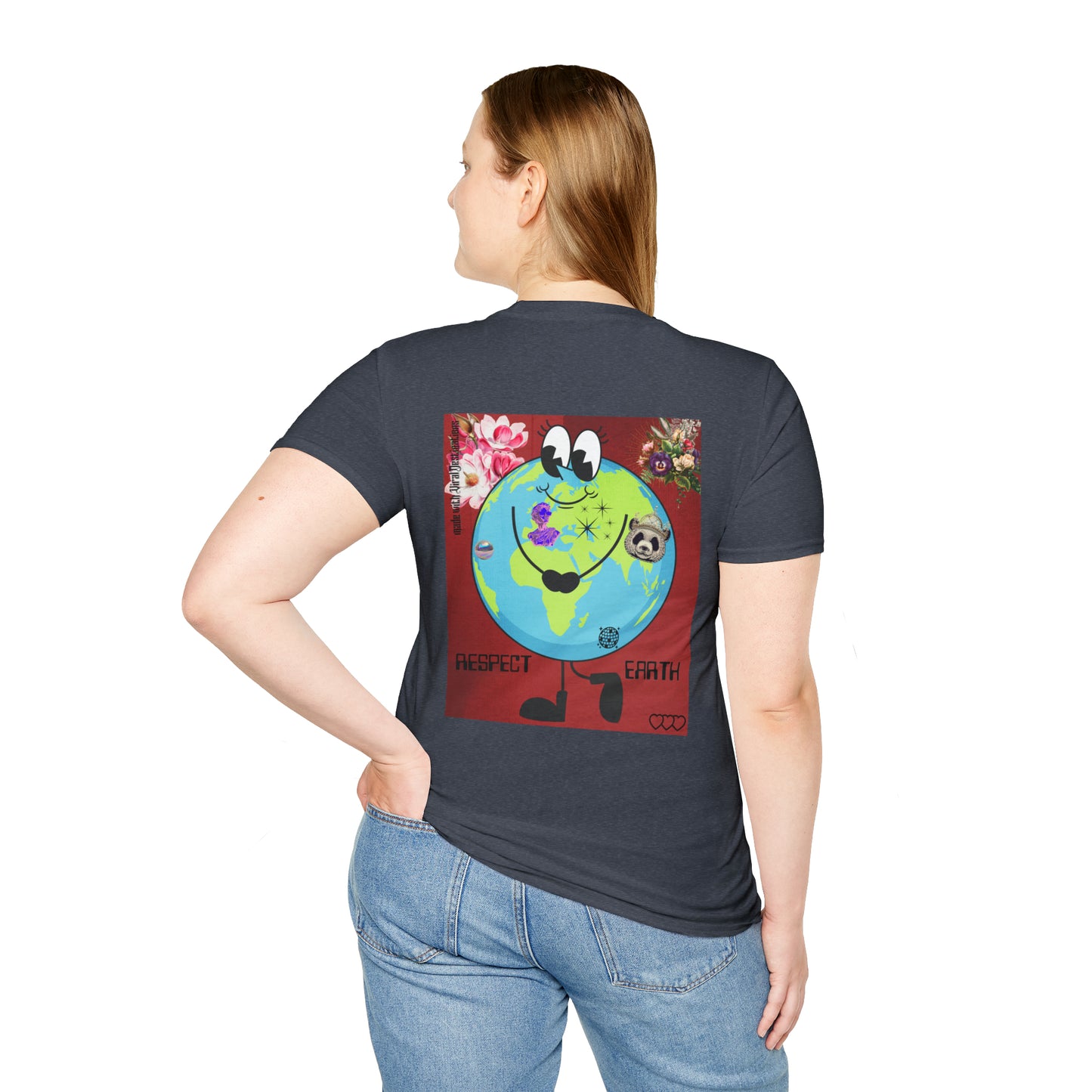 Respect Earth Y2K Style Trending logo back print Unisex Soft T-Shirt by ViralDestinations
