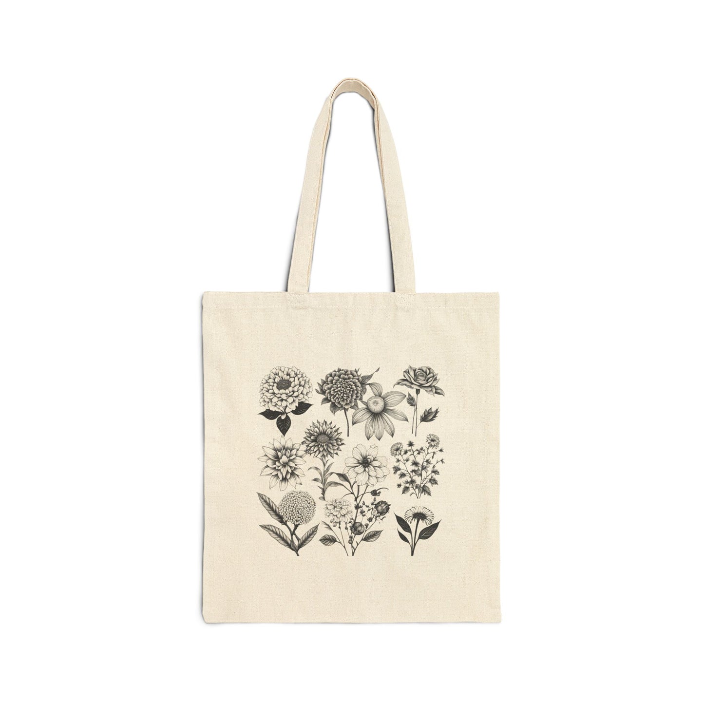 ViralDestinations Floral Print Cotton Canvas Tote Bag - Eco-Friendly Shopping & Everyday Use - Botanical Aesthetics