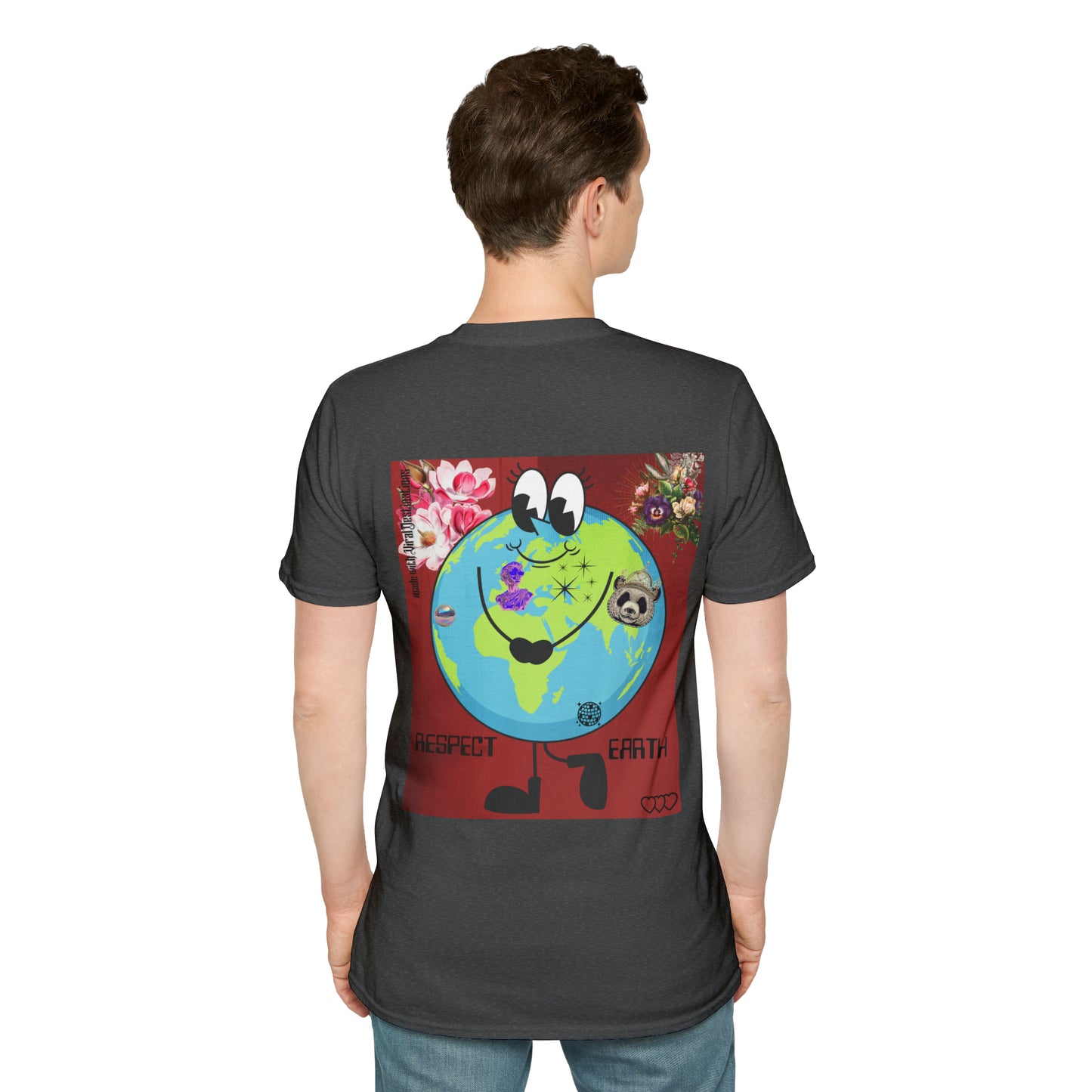 Respect Earth Y2K Style Trending logo back print Unisex Soft T-Shirt by ViralDestinations