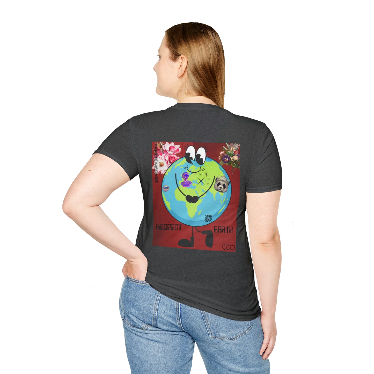 Respect Earth Y2K Style Trending logo back print Unisex Soft T-Shirt by ViralDestinations