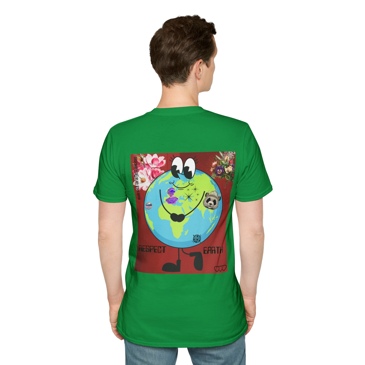 Respect Earth Y2K Style Trending logo back print Unisex Soft T-Shirt by ViralDestinations