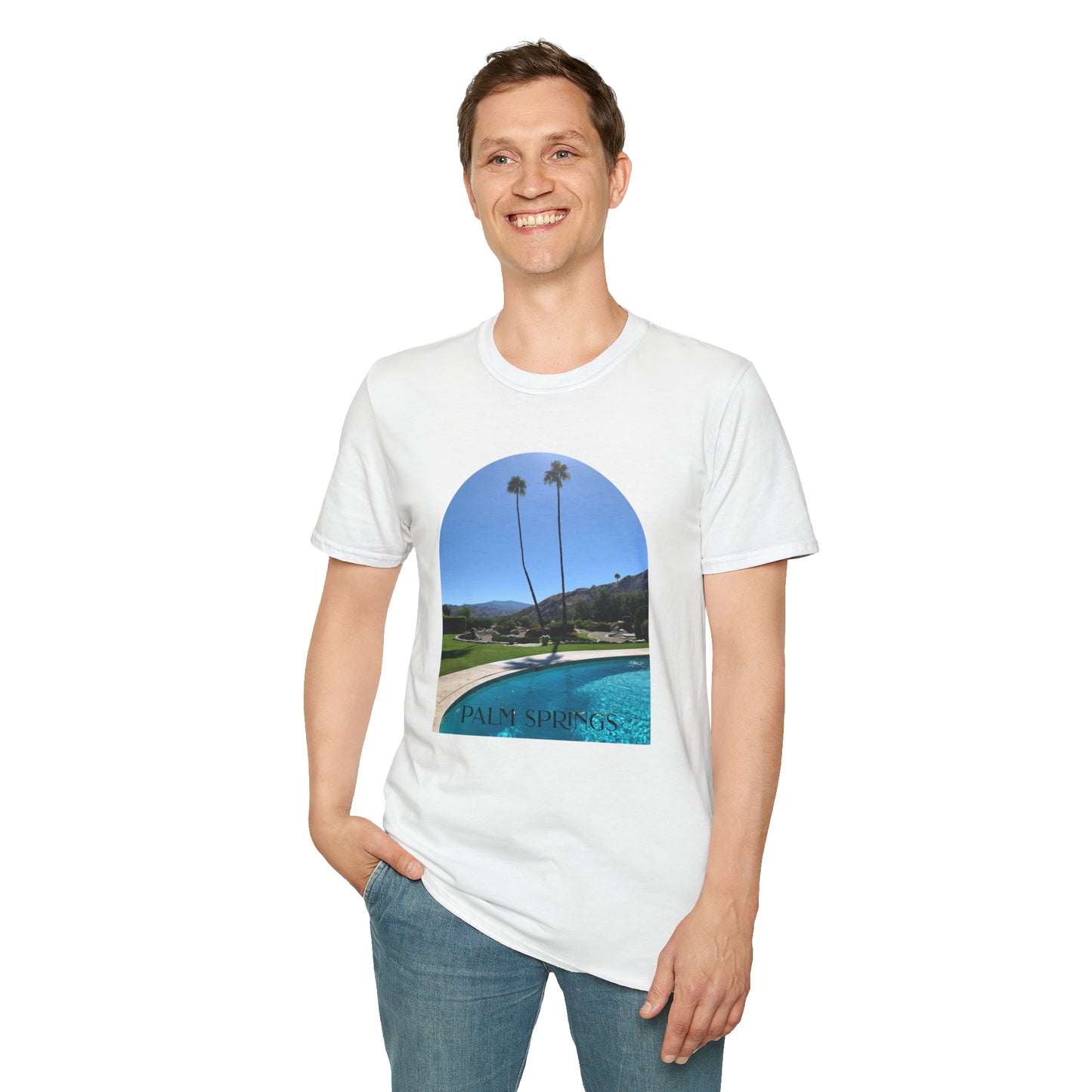 Palm Springs Modernism Lifestyle Unisex Soft T-Shirt by ViralDestinations