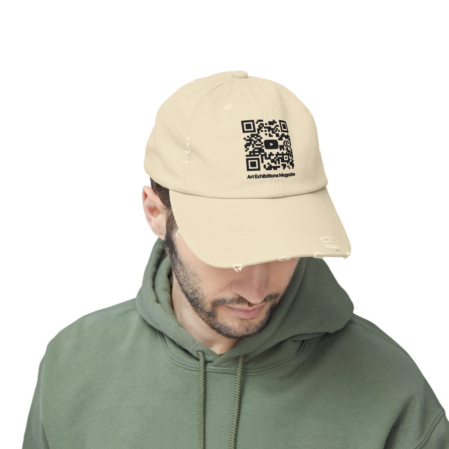 Art Exhibitions Magazine YouTube Channel QR Code Unisex Lifestyle Distressed Cap