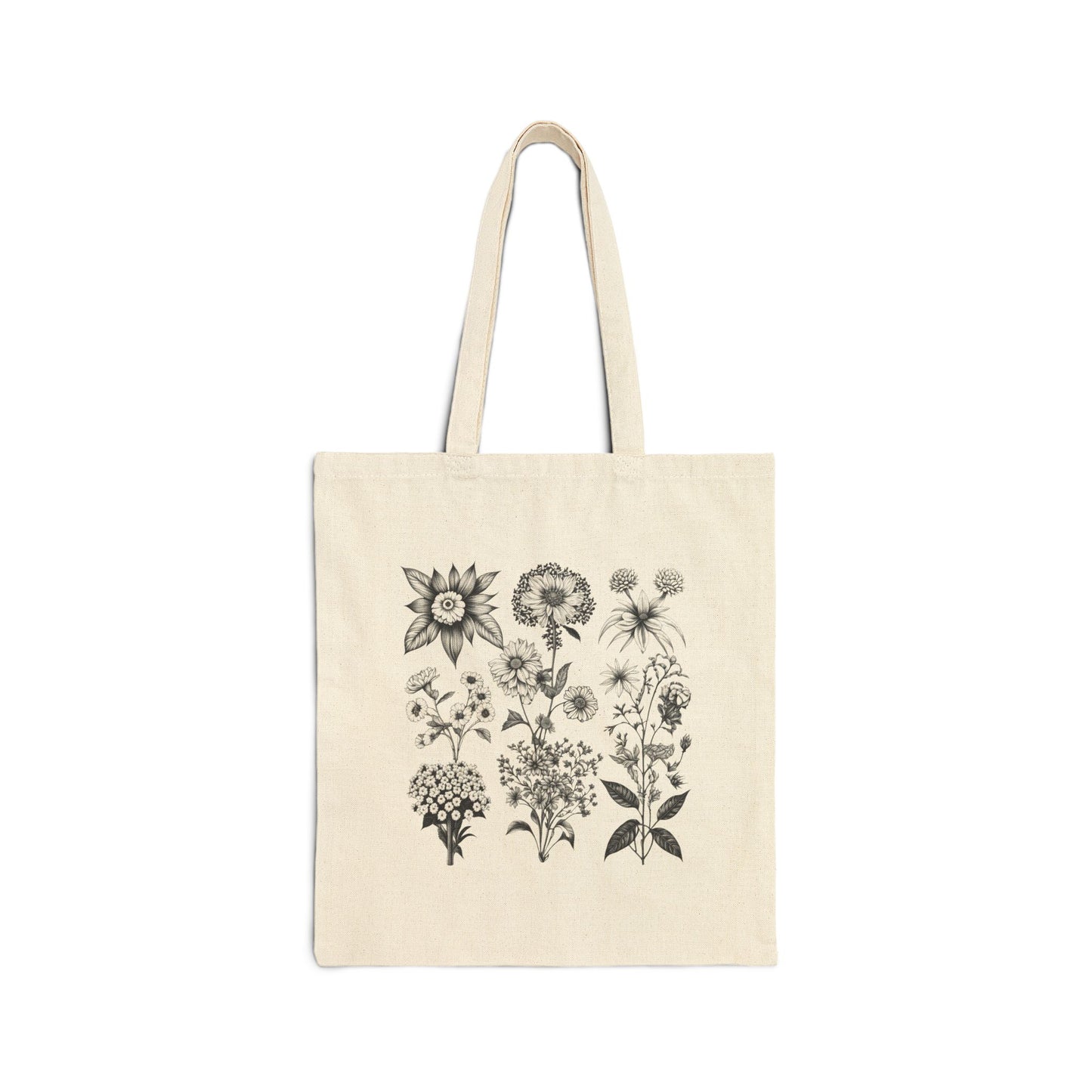ViralDestinations Floral Print Cotton Canvas Tote Bag - Eco-Friendly Shopping & Everyday Use - Botanical Aesthetics