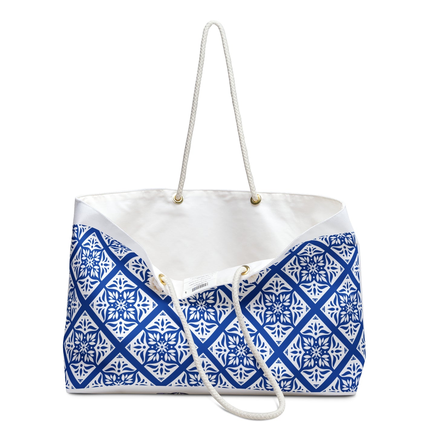 ViralDestinations™ Geometric Abstract Ocean Vibe Floral Pattern Weekender Bag - Perfect for Beach Trips and Getaways (blue)