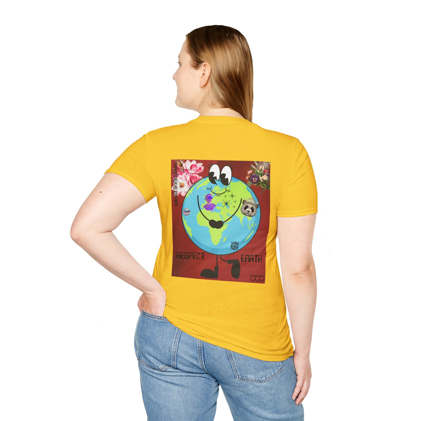 Respect Earth Y2K Style Trending logo back print Unisex Soft T-Shirt by ViralDestinations