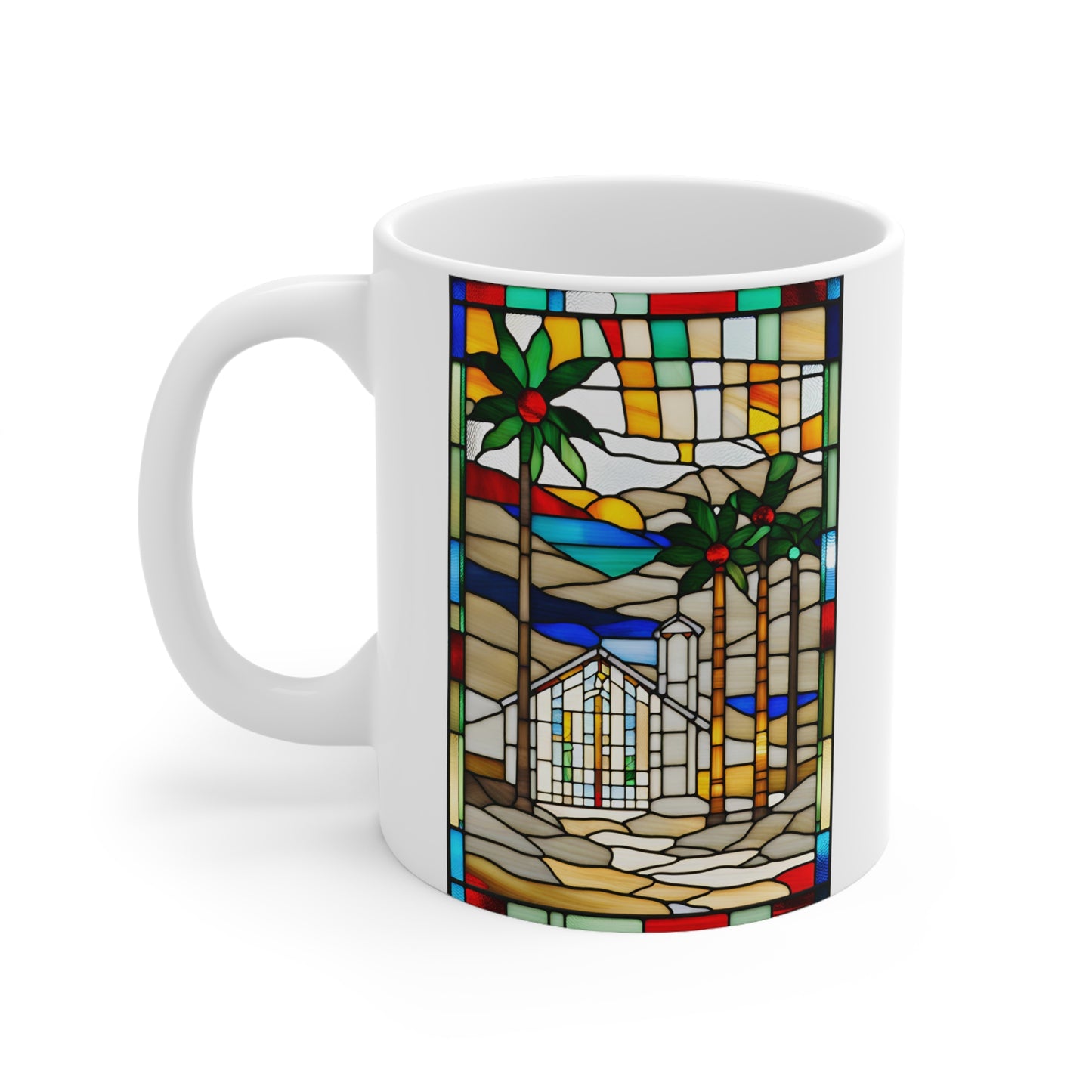 Christmas in Palm Springs Tiffany's Studio Style Modernism Architecture Ceramic Mug by ViralDestinations - Collectible Art at your hands