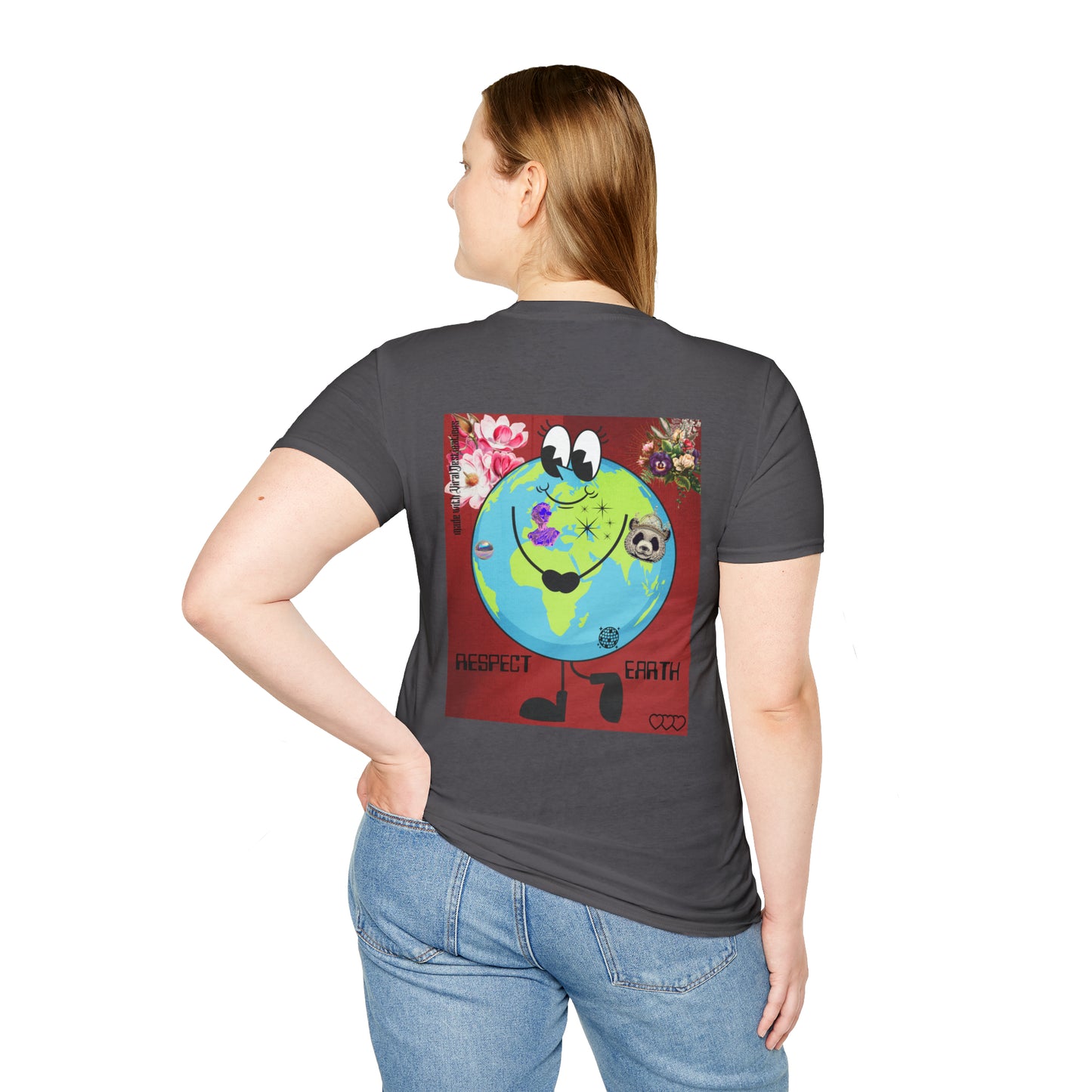 Respect Earth Y2K Style Trending logo back print Unisex Soft T-Shirt by ViralDestinations