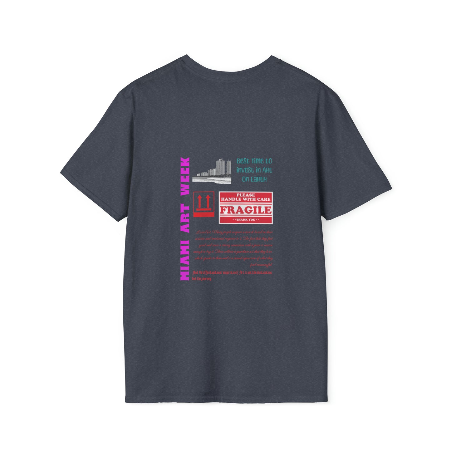 Miami Art Week Streetwear Style logo back print Unisex Soft T-Shirt by ViralDestinations