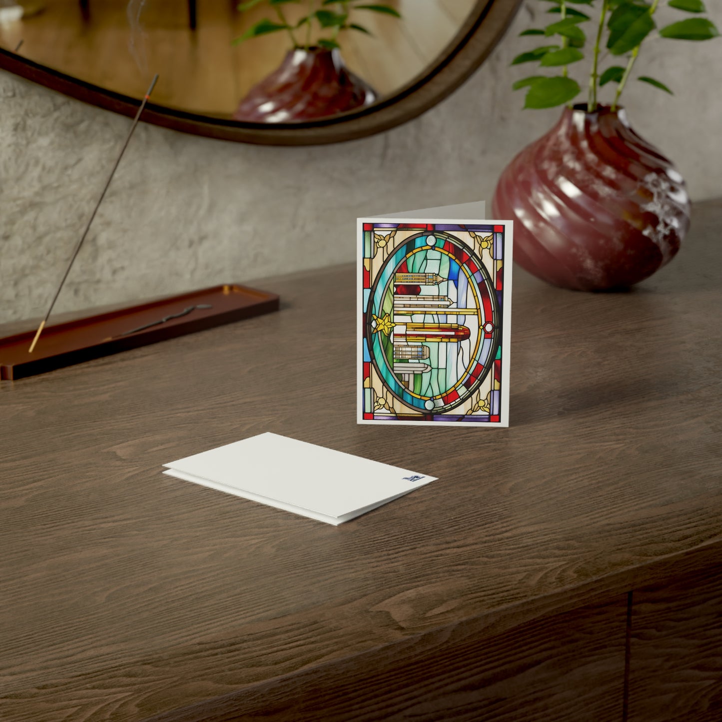 Holiday Postcard Star City Greeting Cards Tiffany Studio Style w/ envelopes by The Art Shop