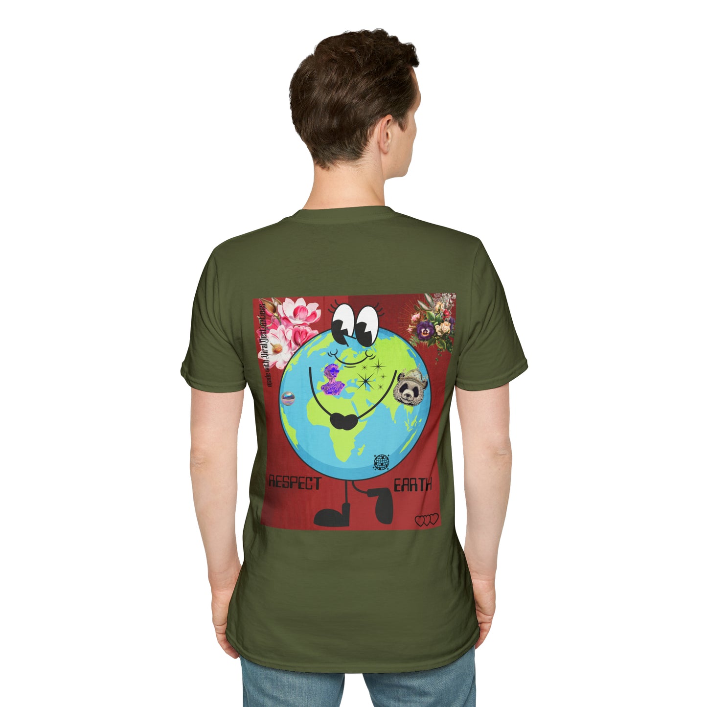 Respect Earth Y2K Style Trending logo back print Unisex Soft T-Shirt by ViralDestinations