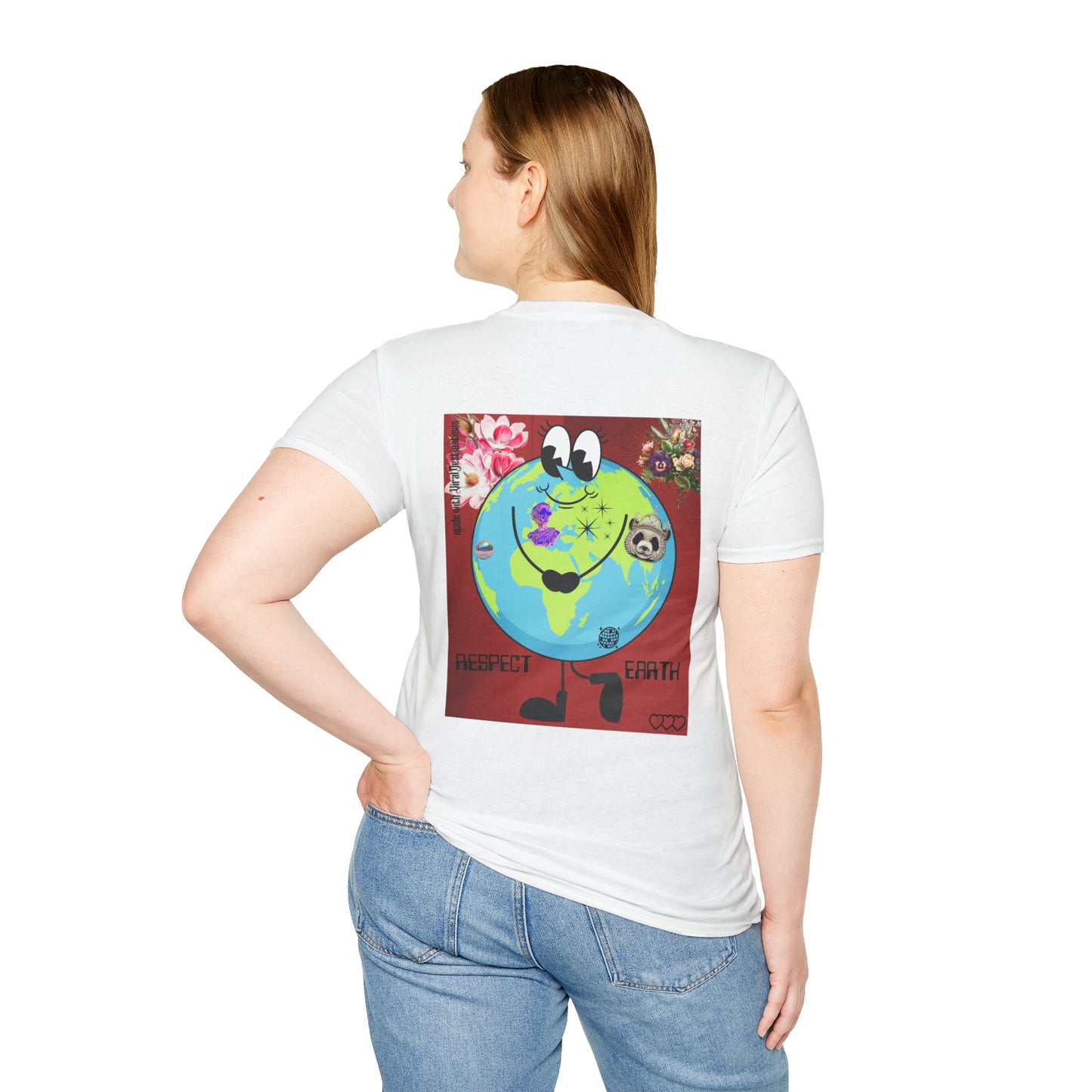 Respect Earth Y2K Style Trending logo back print Unisex Soft T-Shirt by ViralDestinations