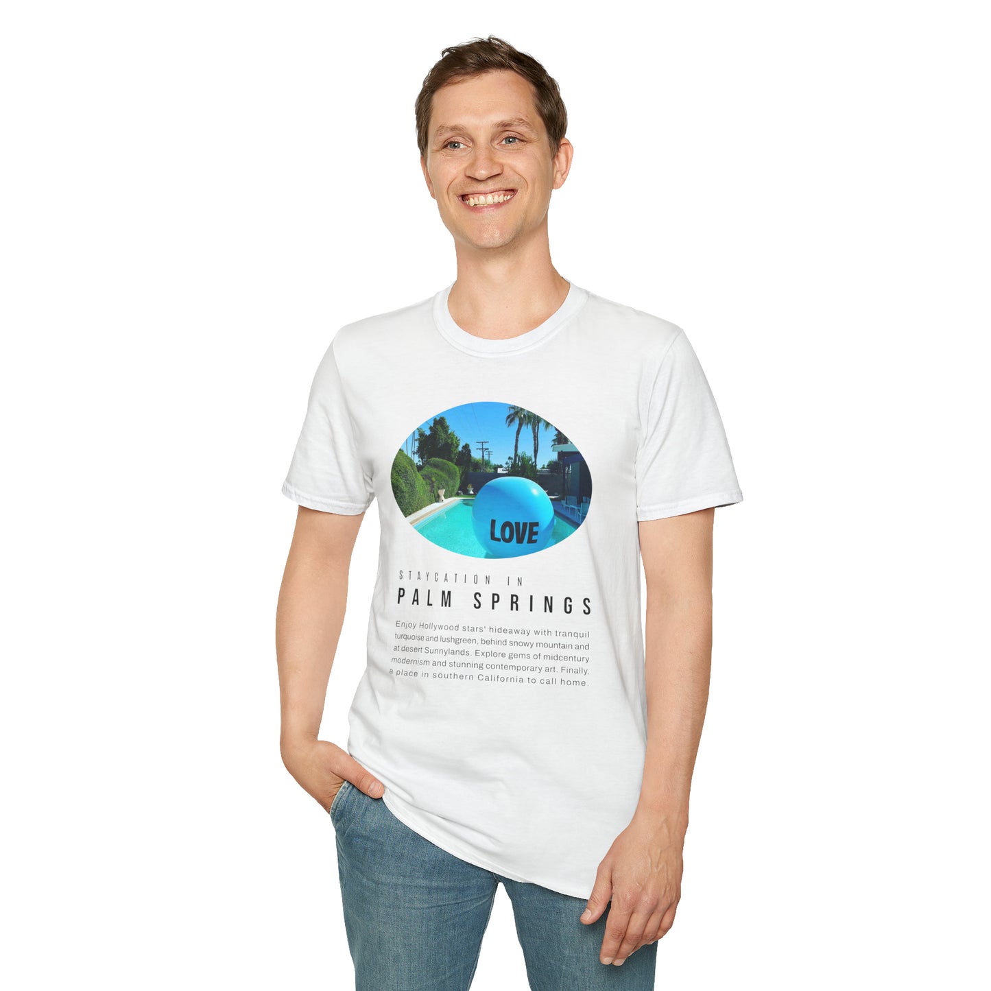 Palm Springs Staycation Lifestyle Unisex Soft T-Shirt by ViralDestinations