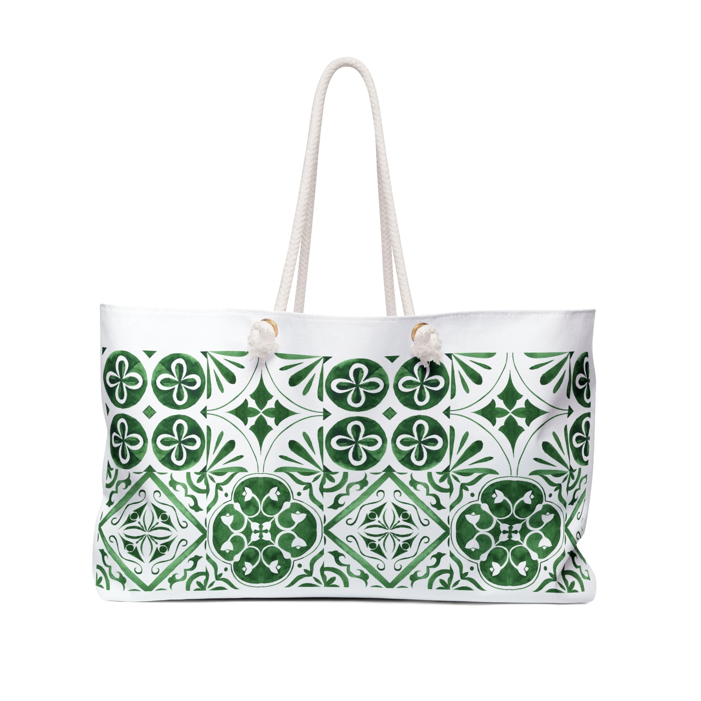 ViralDestinations™ Geometric Abstract Ocean Vibe Floral Pattern Weekender Bag - Perfect for Beach Trips and Getaways (green)
