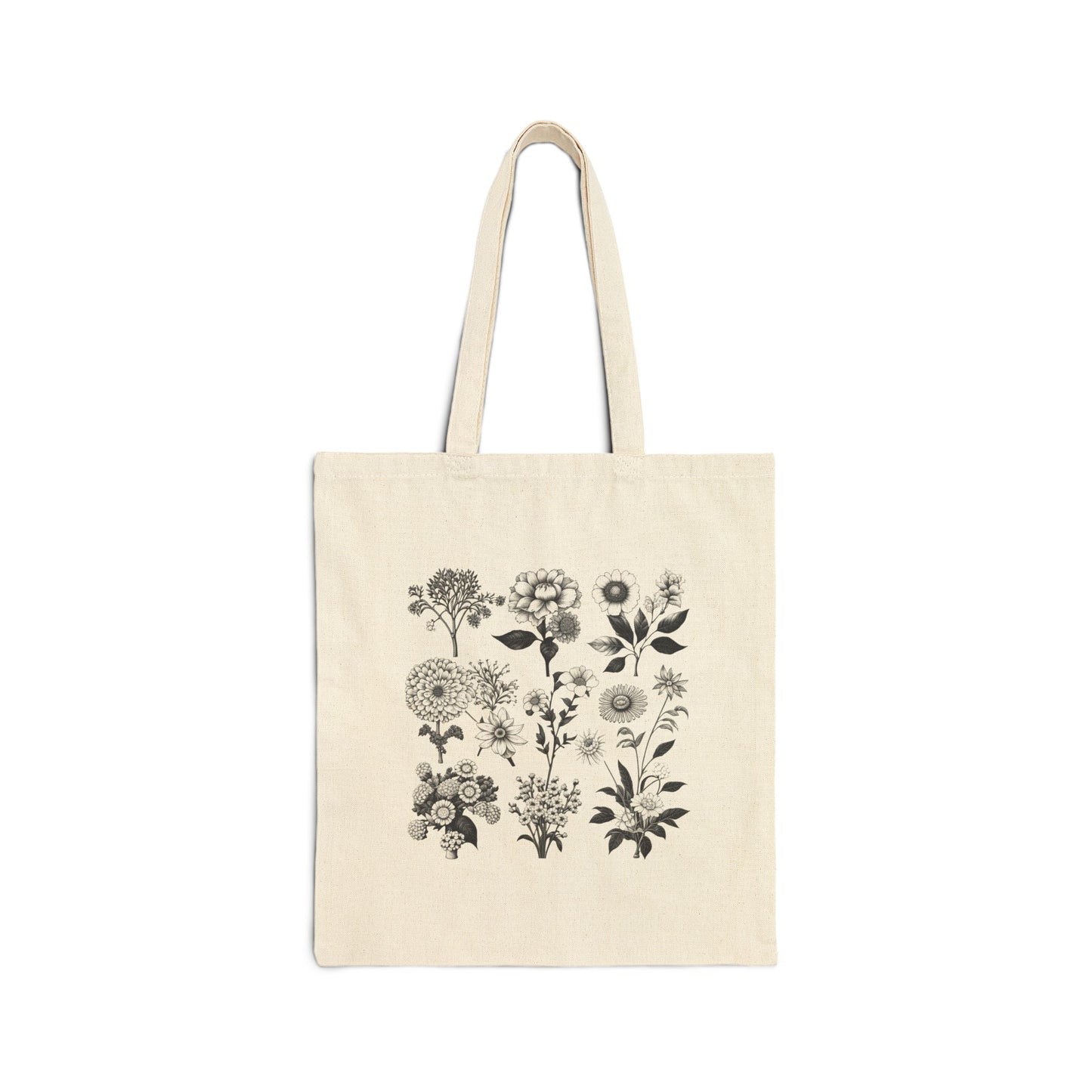 ViralDestinations Floral Print Cotton Canvas Tote Bag - Eco-Friendly Shopping & Everyday Use - Botanical Aesthetics
