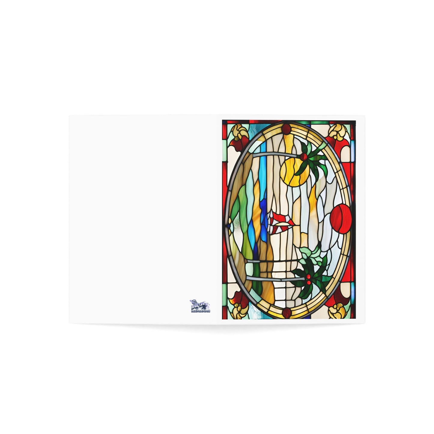 Christmas Thanksgiving Holidays Tropical Boat Greeting Cards Tiffany Studio Style w/ envelopes by The Art Shop