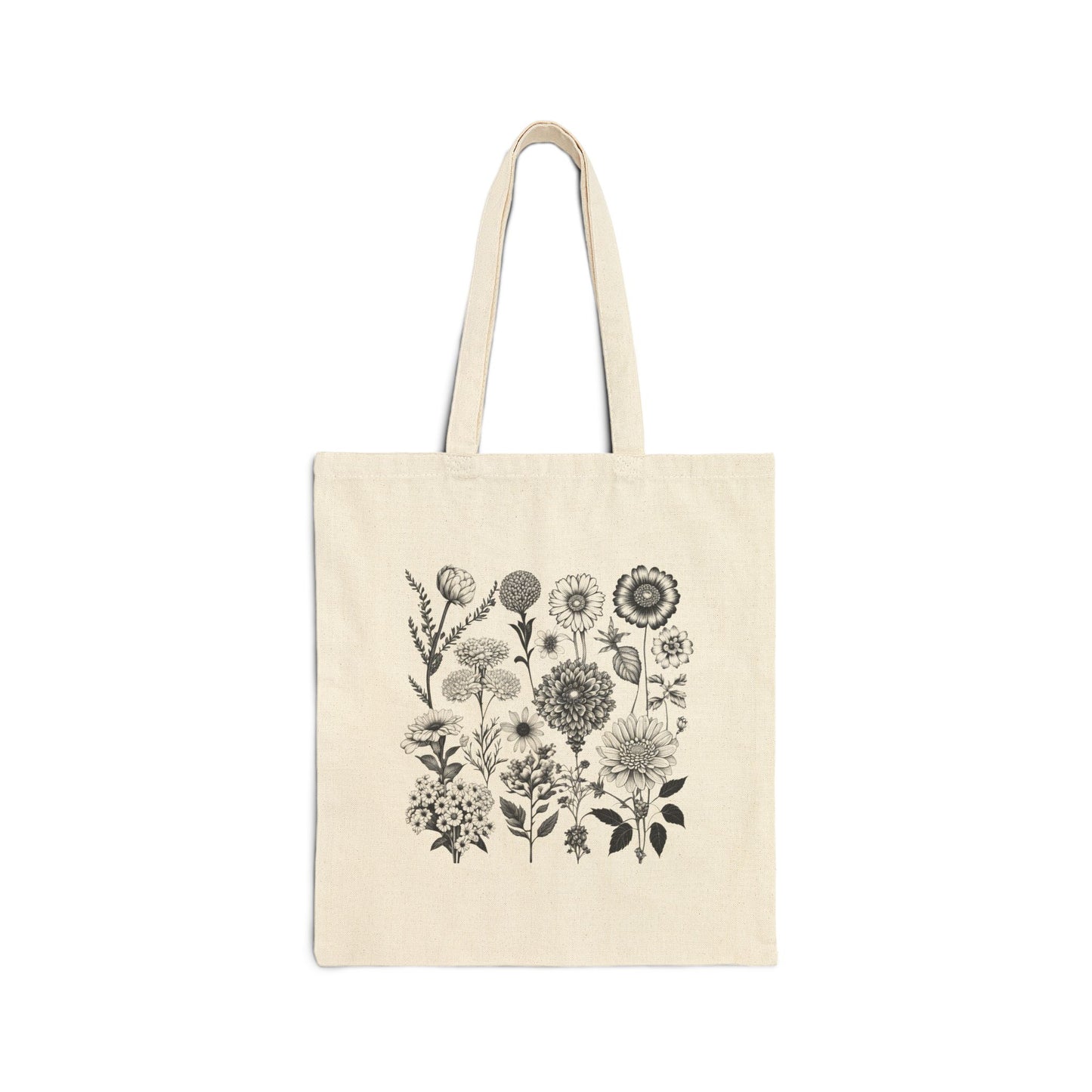 ViralDestinations Floral Print Cotton Canvas Tote Bag - Eco-Friendly Shopping & Everyday Use - Botanical Aesthetics