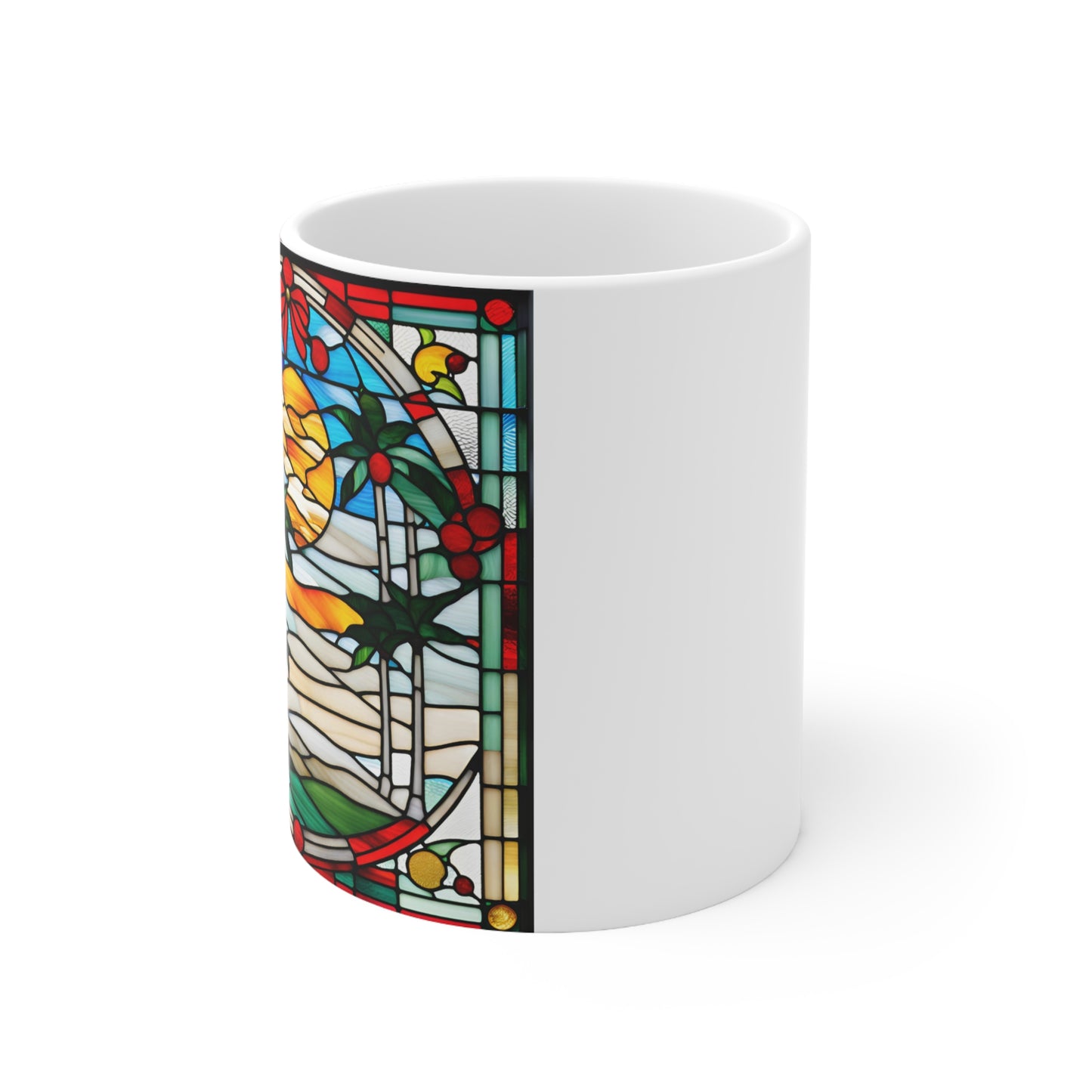 Christmas in Florida Tiffany's Studio Style Floral Ceramic Mug by ViralDestinations - Collectible Art at your hands