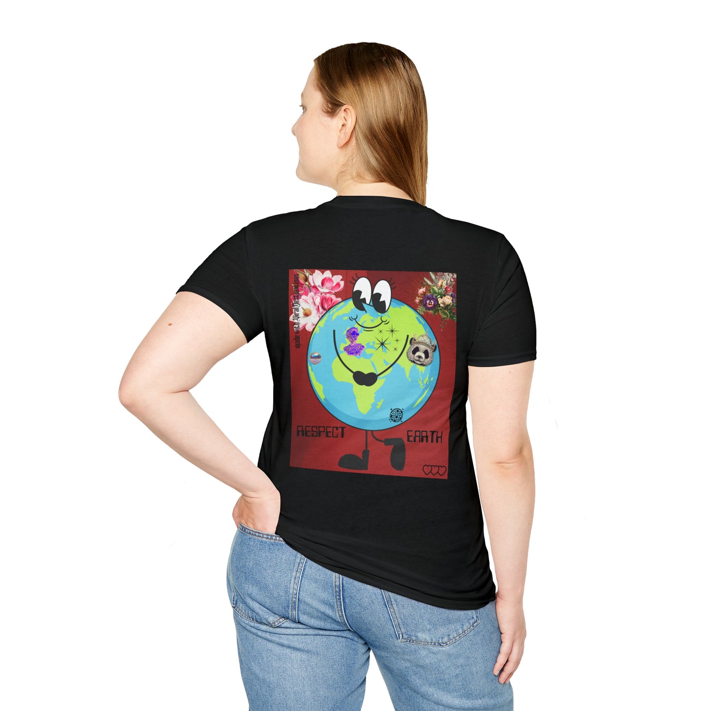 Respect Earth Y2K Style Trending logo back print Unisex Soft T-Shirt by ViralDestinations
