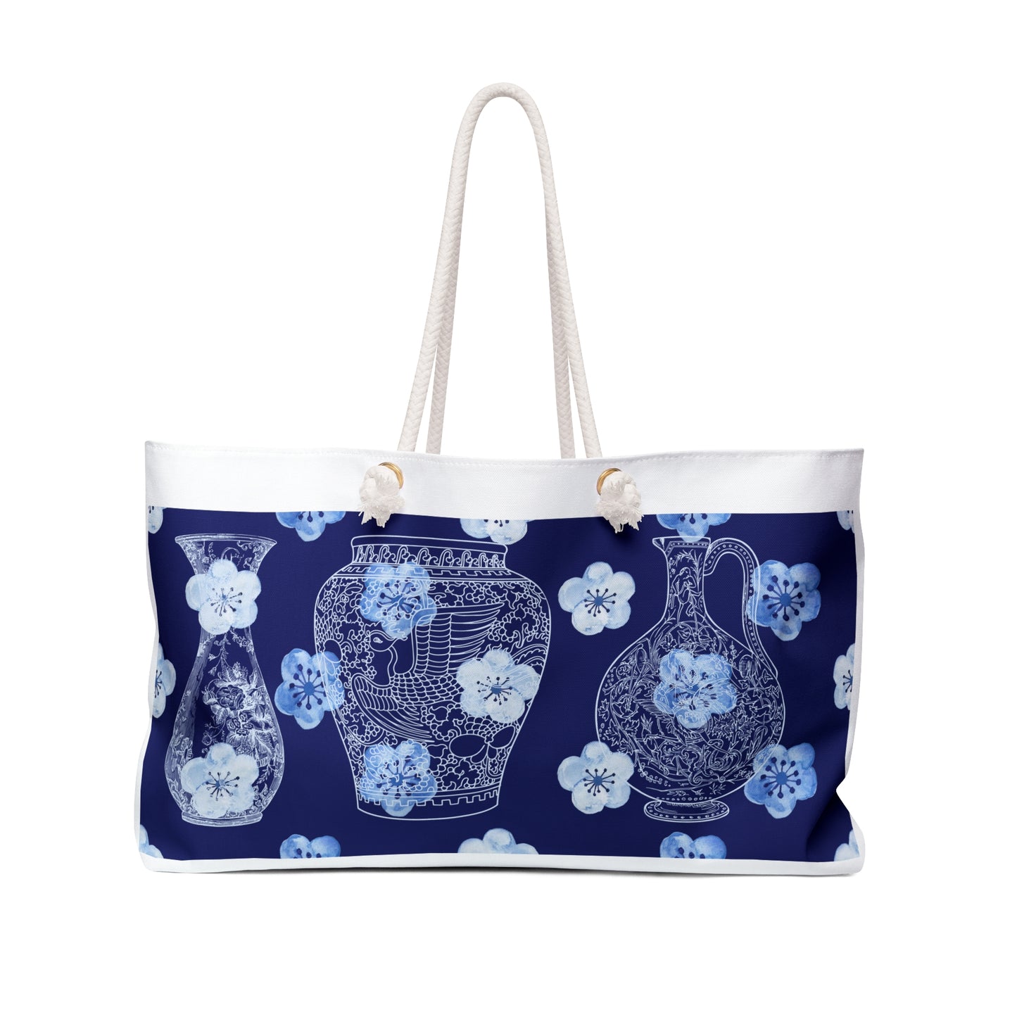 ViralDestinations™ Artistic Floral Antique Ceramics Collection Weekender Bag - Perfect for Travel & Weekend Getaways