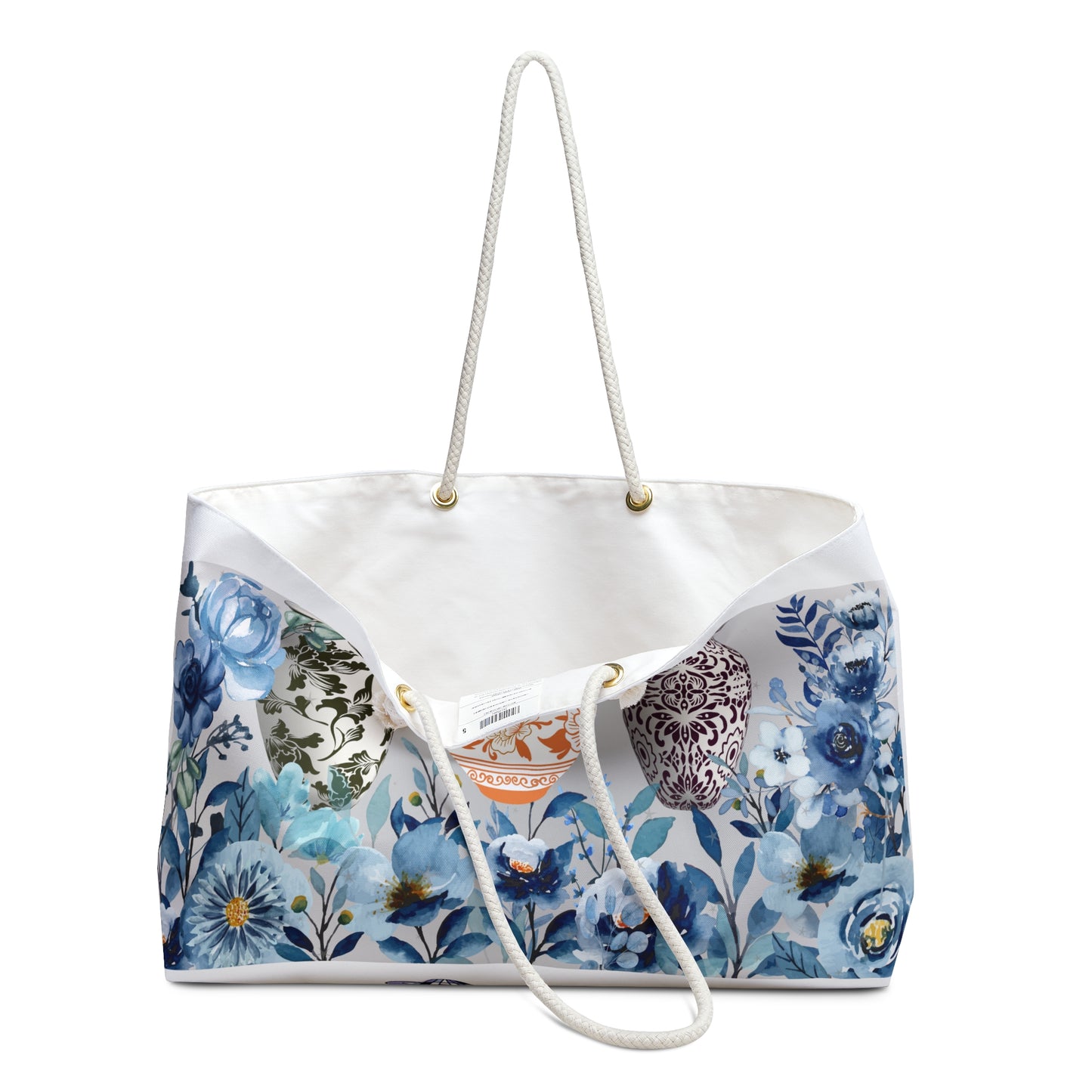 ViralDestinations™ Floral Antique Ceramics Weekender Bag | Perfect for Travel and Beach Days - Botanical Aesthetics