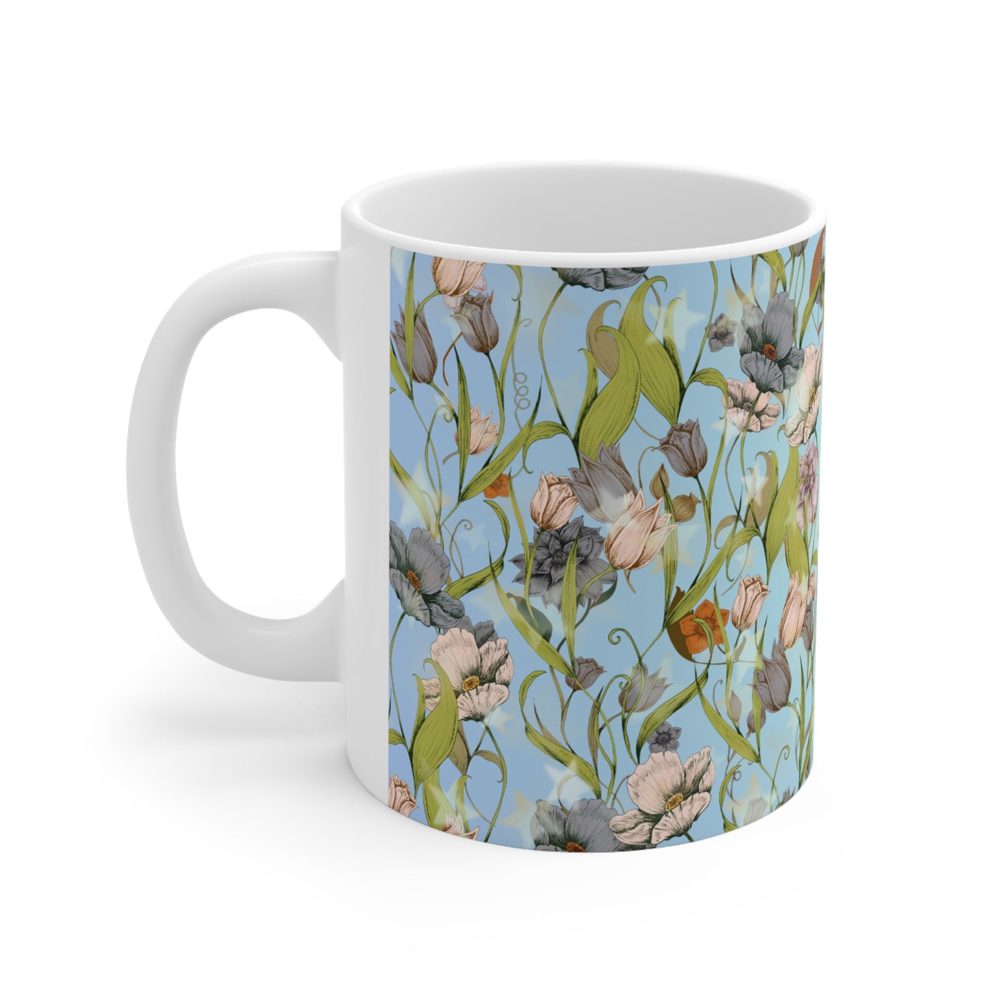 Floral Combo & Stars Ceramic Mug by ViralDestinations™