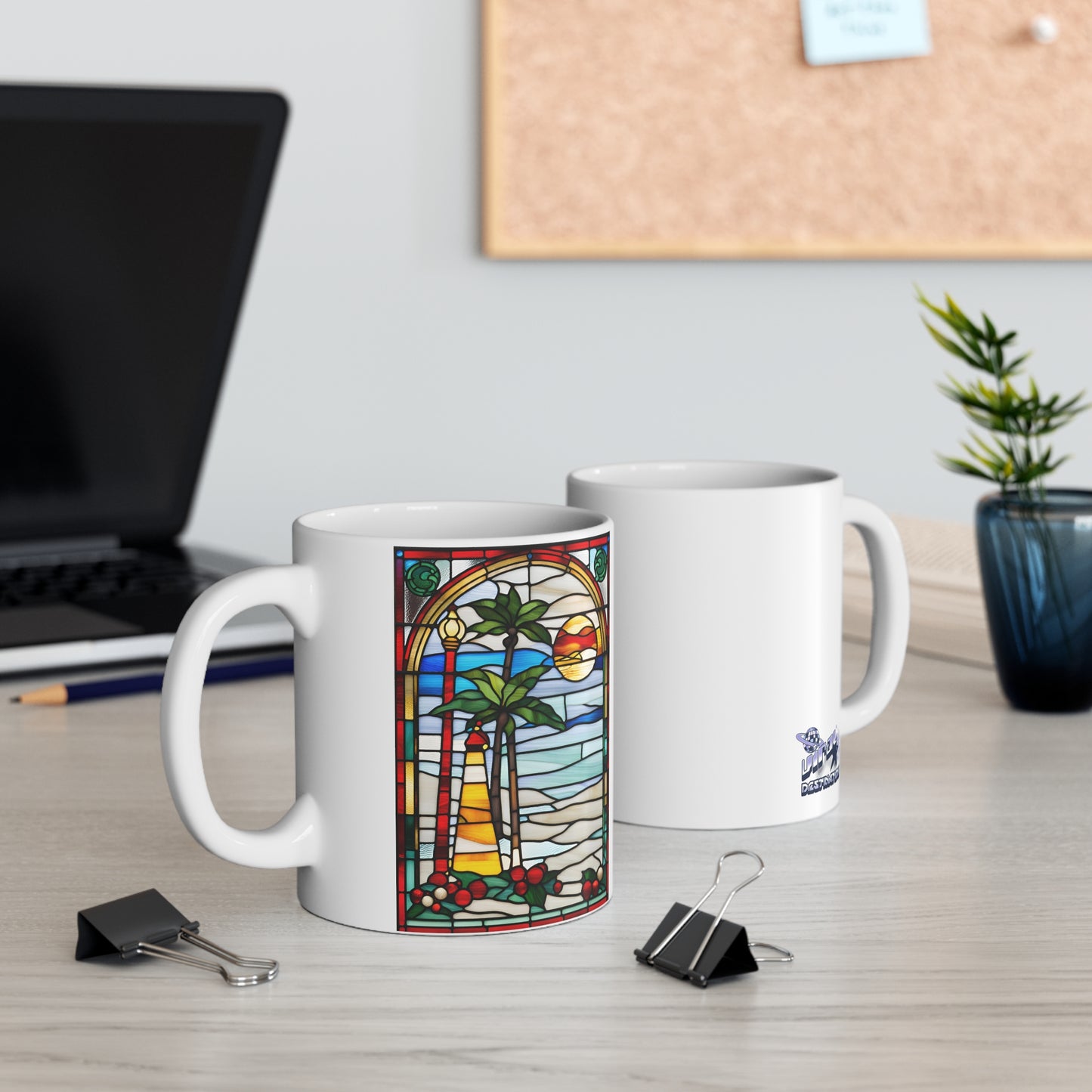 Christmas in Florida Tiffany's Studio Style Ceramic Mug by ViralDestinations - Collectible Art at your hands