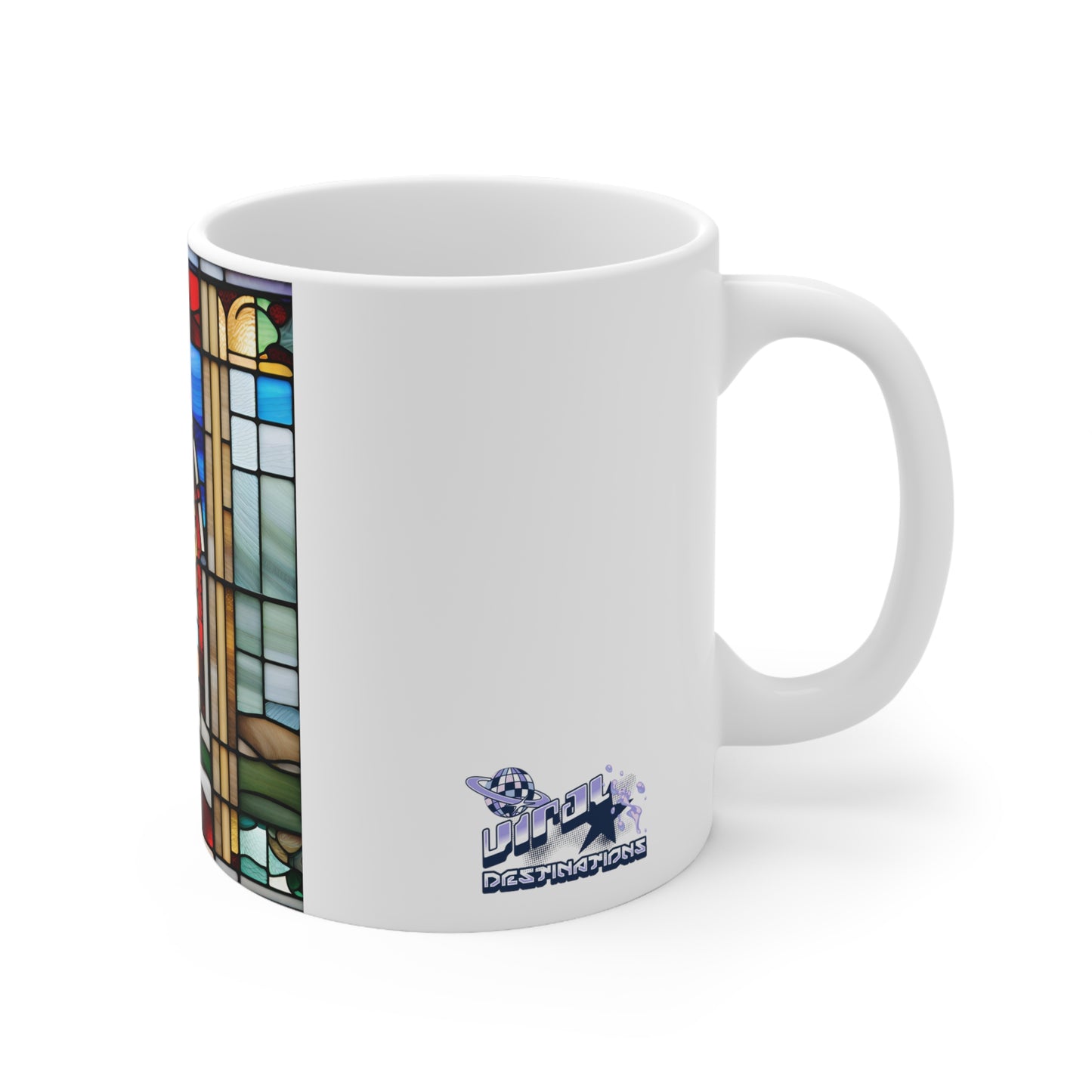 Christmas in Florida Tiffany's Studio Style wide glass print Ceramic Mug by ViralDestinations - Collectible Art at your hands