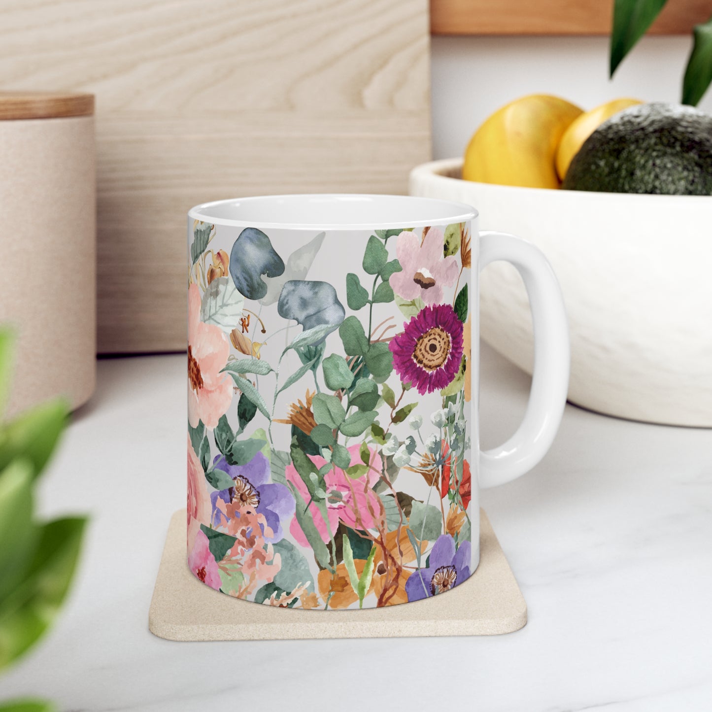 Poetic Floral Wash Bounty Ceramic Mug by ViralDestinations™