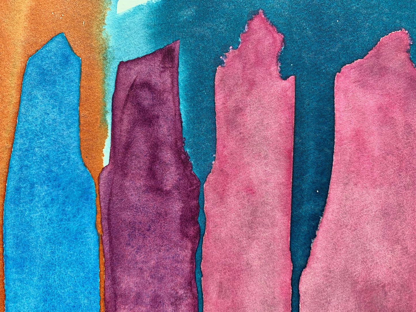 10"*8" Fine Art Print mounted on board in clear bag - vibrant watercolor abstract landscapes