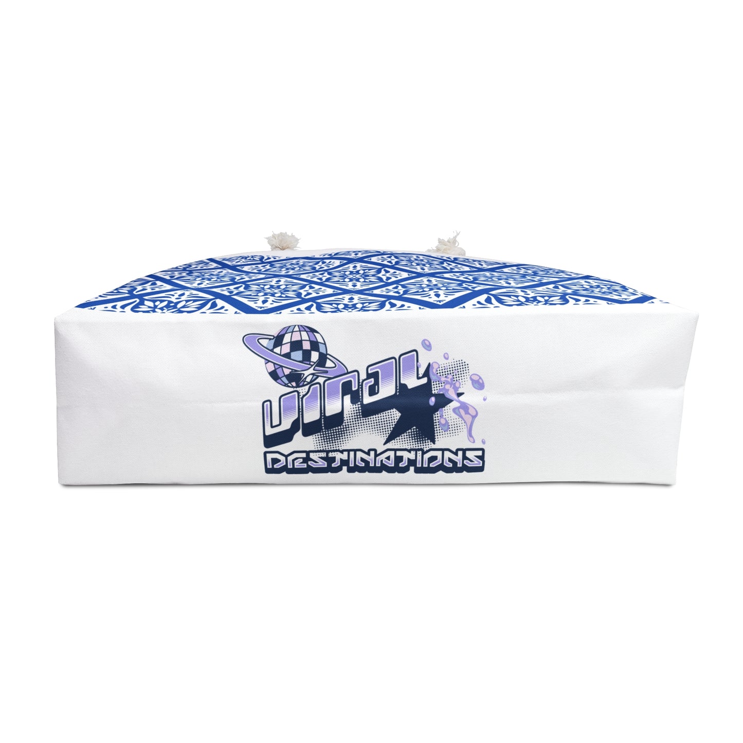 ViralDestinations™ Geometric Abstract Ocean Vibe Floral Pattern Weekender Bag - Perfect for Beach Trips and Getaways (blue)
