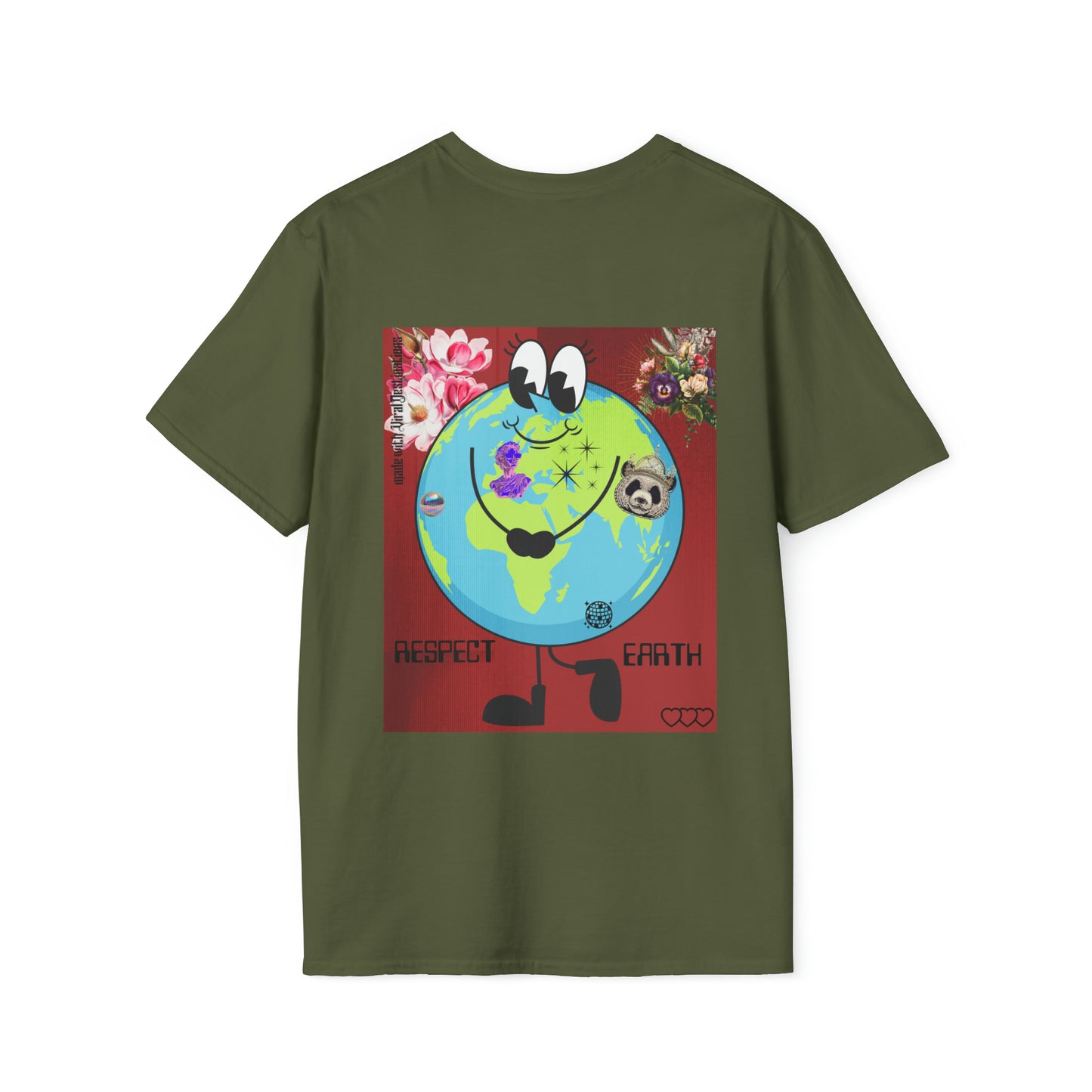 Respect Earth Y2K Style Trending logo back print Unisex Soft T-Shirt by ViralDestinations