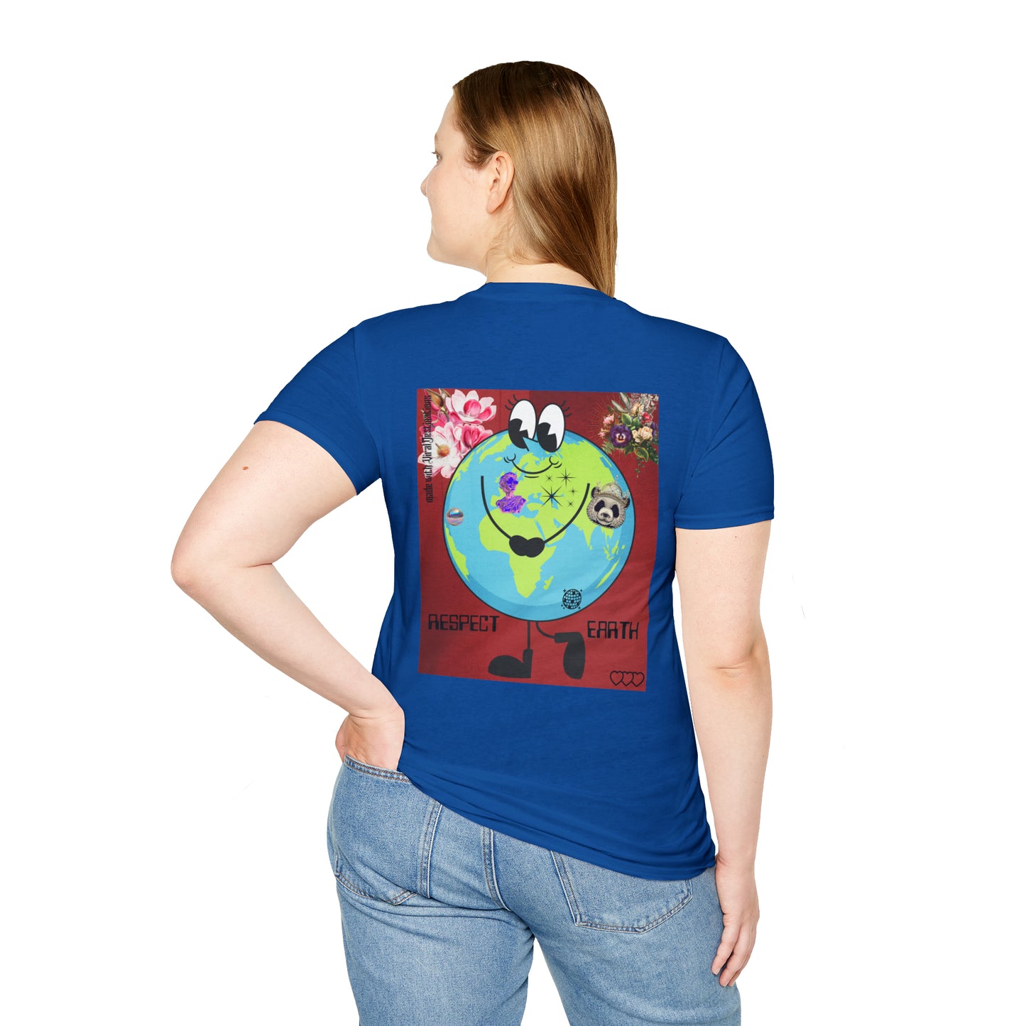 Respect Earth Y2K Style Trending logo back print Unisex Soft T-Shirt by ViralDestinations