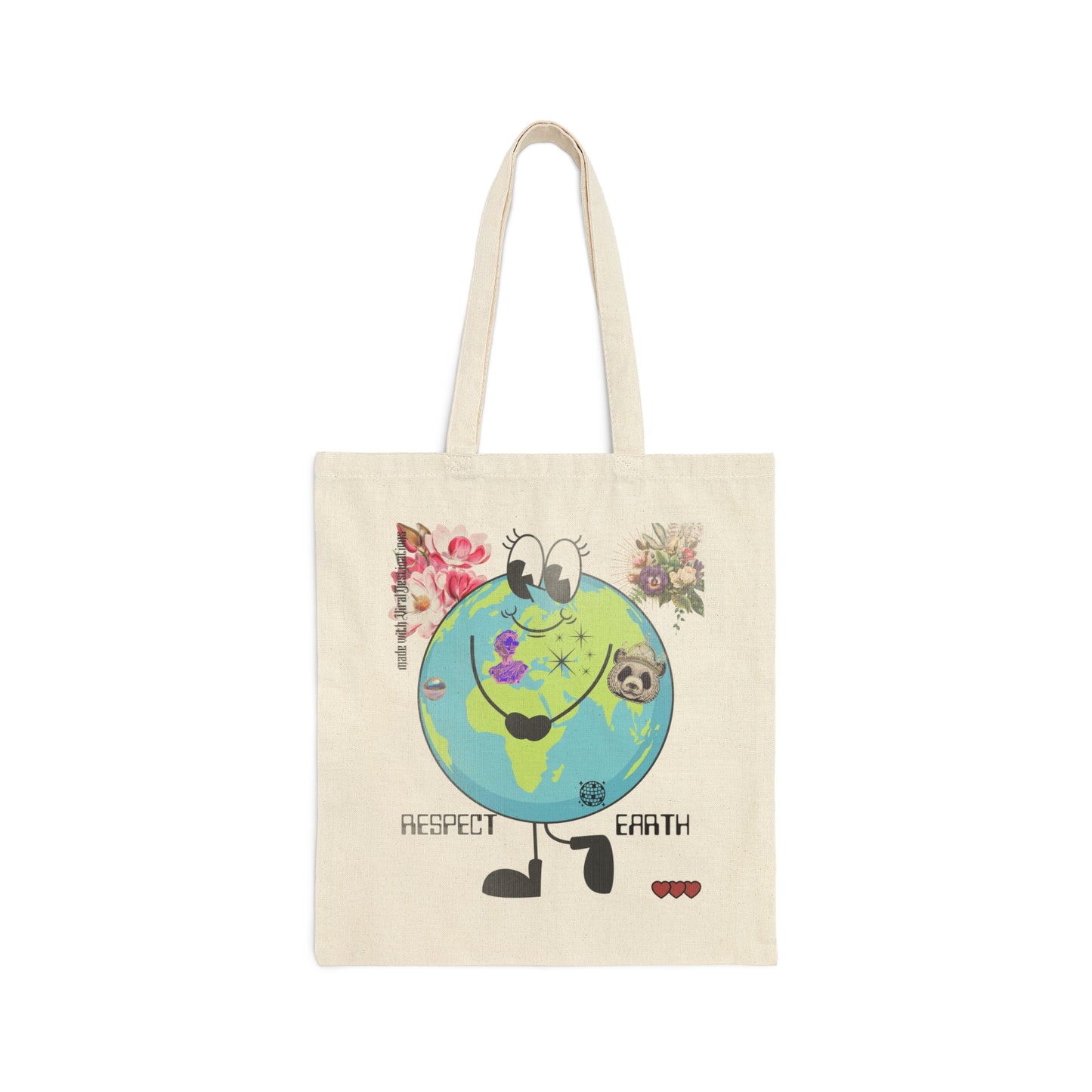 Respect Earth Y2K Trending Cotton Canvas Tote Bag by ViralDestinations