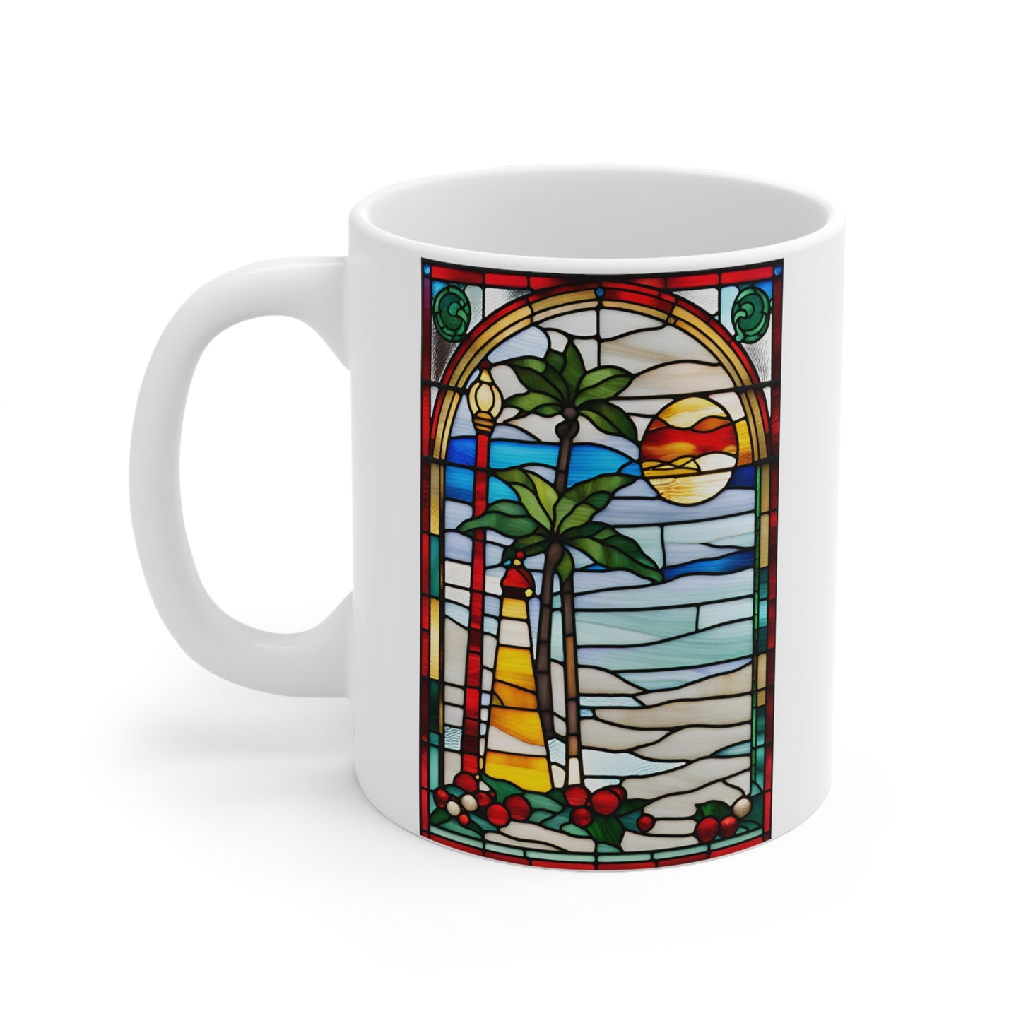 Christmas in Florida Tiffany's Studio Style Ceramic Mug by ViralDestinations - Collectible Art at your hands
