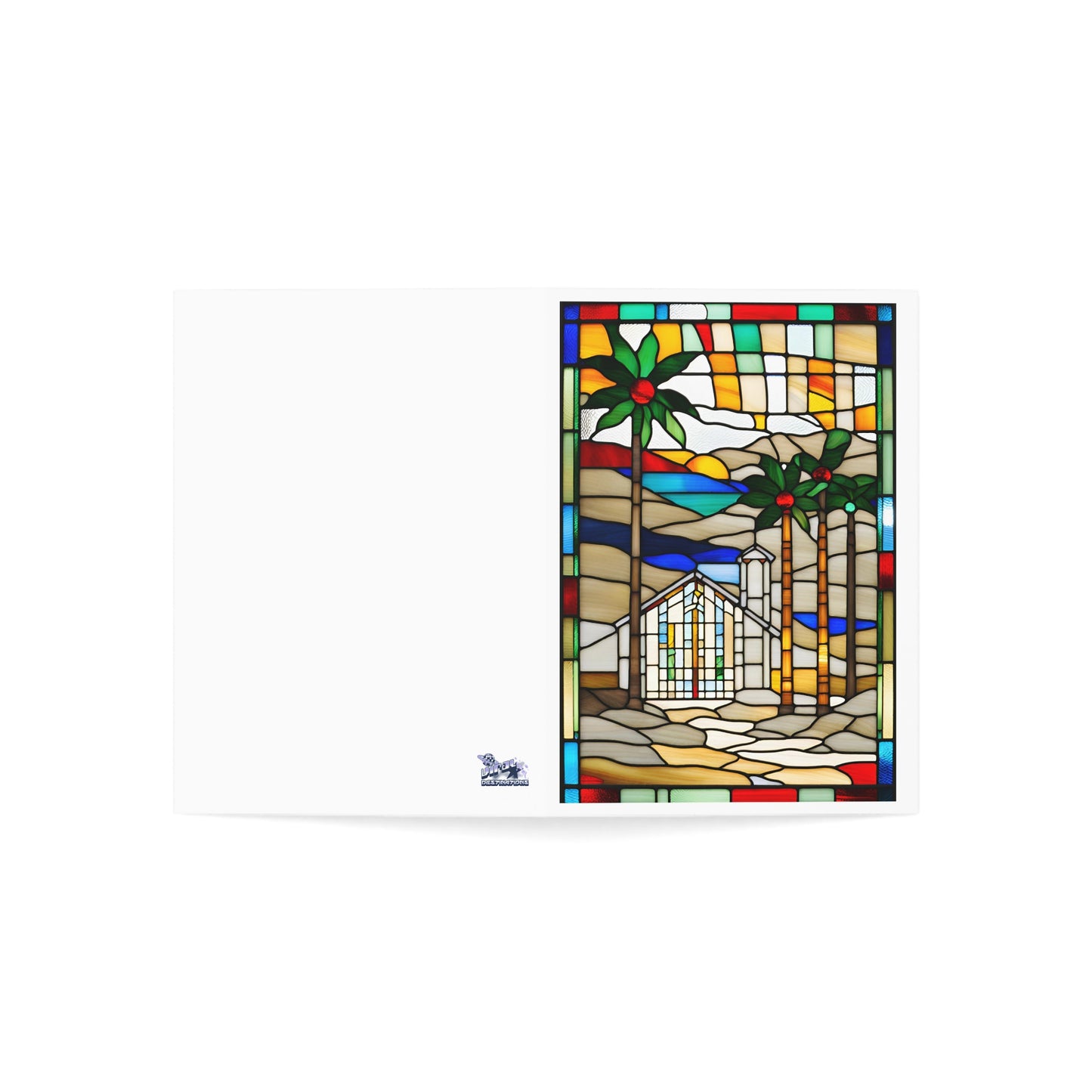 Art Postcard Christmas Thanksgiving Holidays Modernism House Greeting Cards Tiffany Studio Style w/ envelopes by The Art Shop